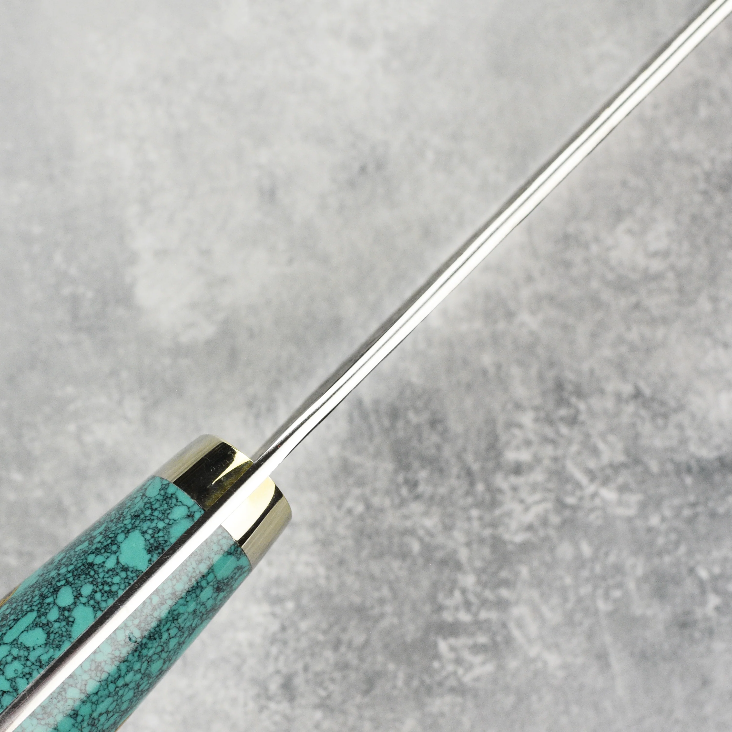 Nigara SG2 Kurouchi Tsuchime 10.6" Sakimaru Sujihiki, Green Turquoise - Image 3