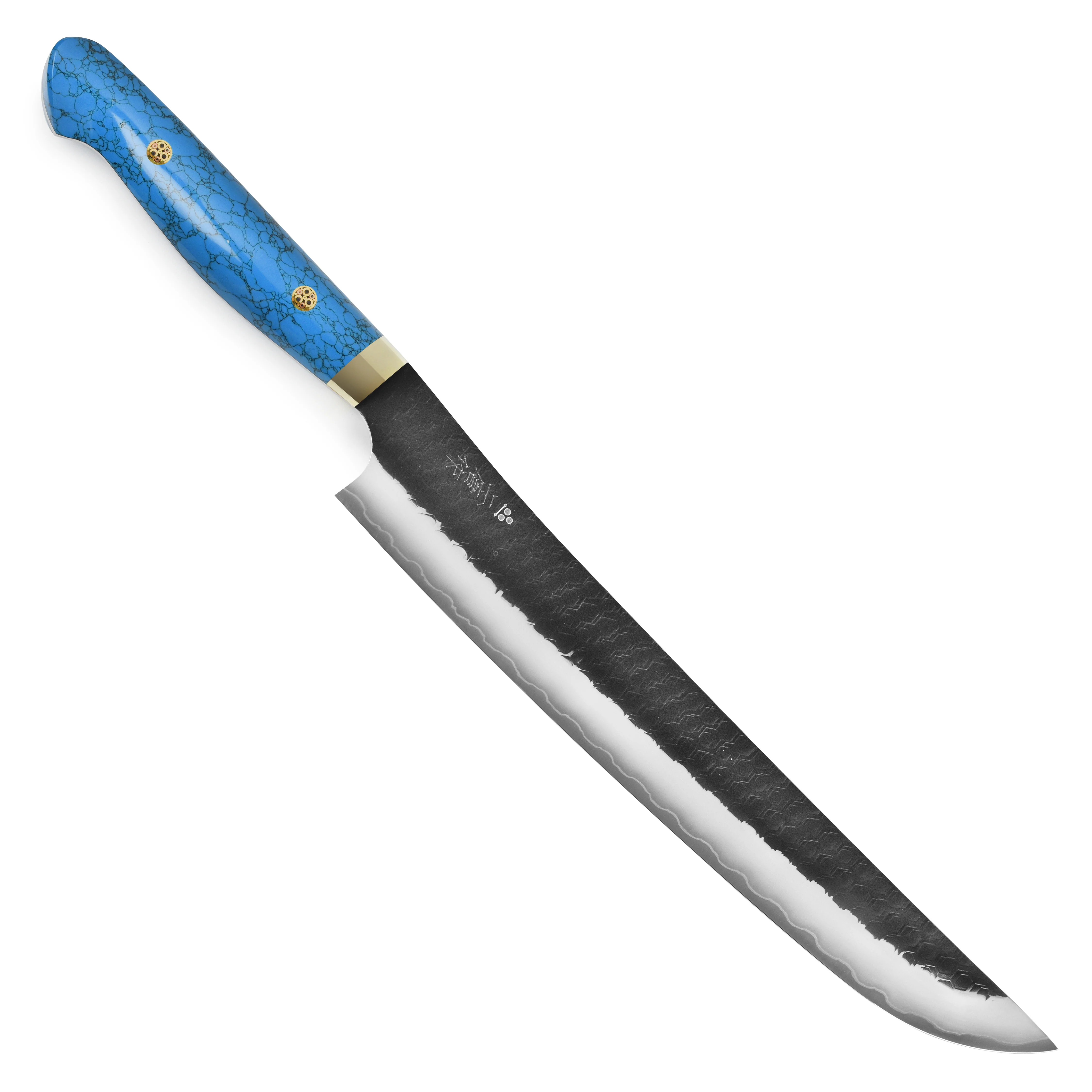 Nigara SG2 Kurouchi Tsuchime 10.6" Sakimaru Sujihiki, Blue Turquoise - Image 5