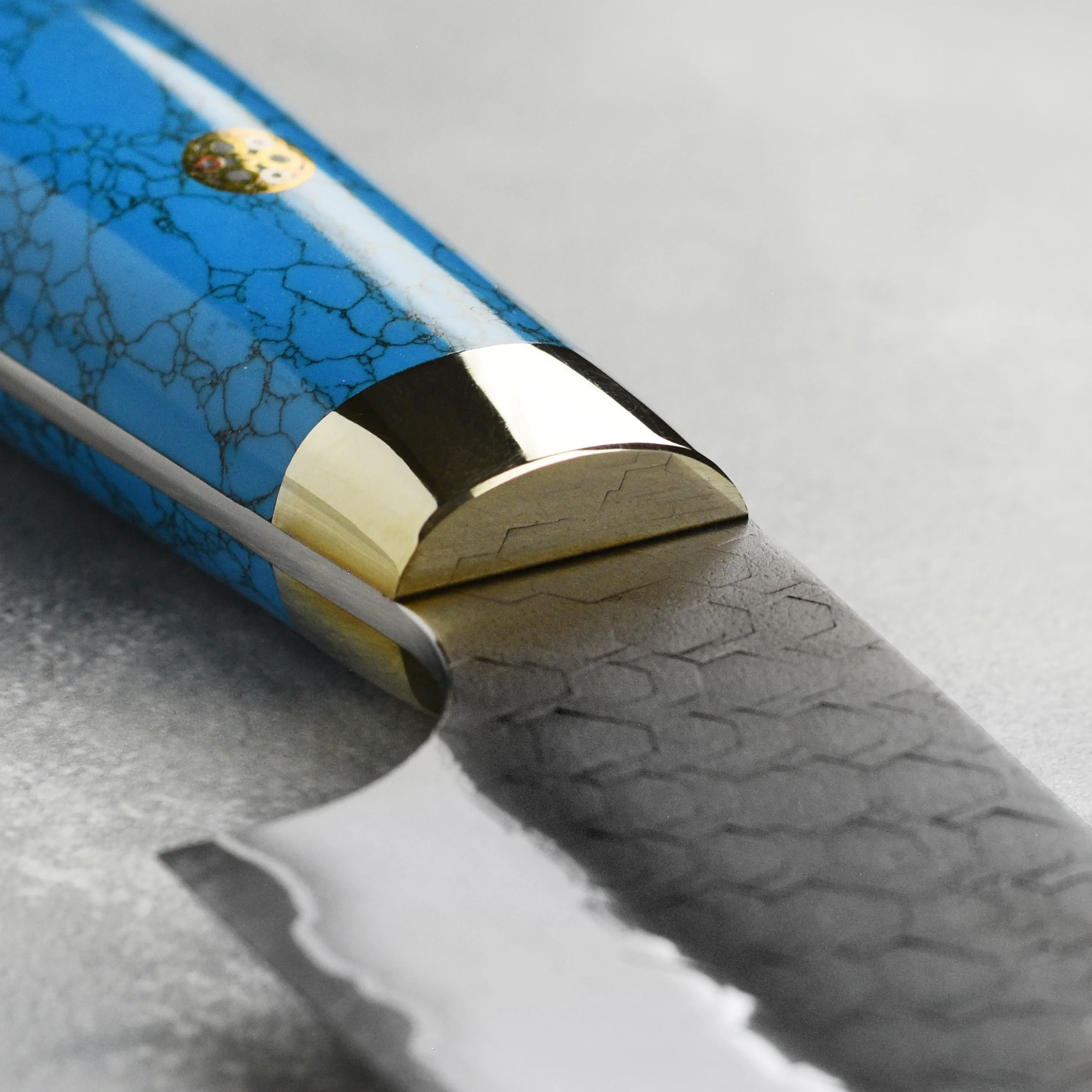 Nigara SG2 Kurouchi Tsuchime 10.6" Sakimaru Sujihiki, Blue Turquoise - Image 7