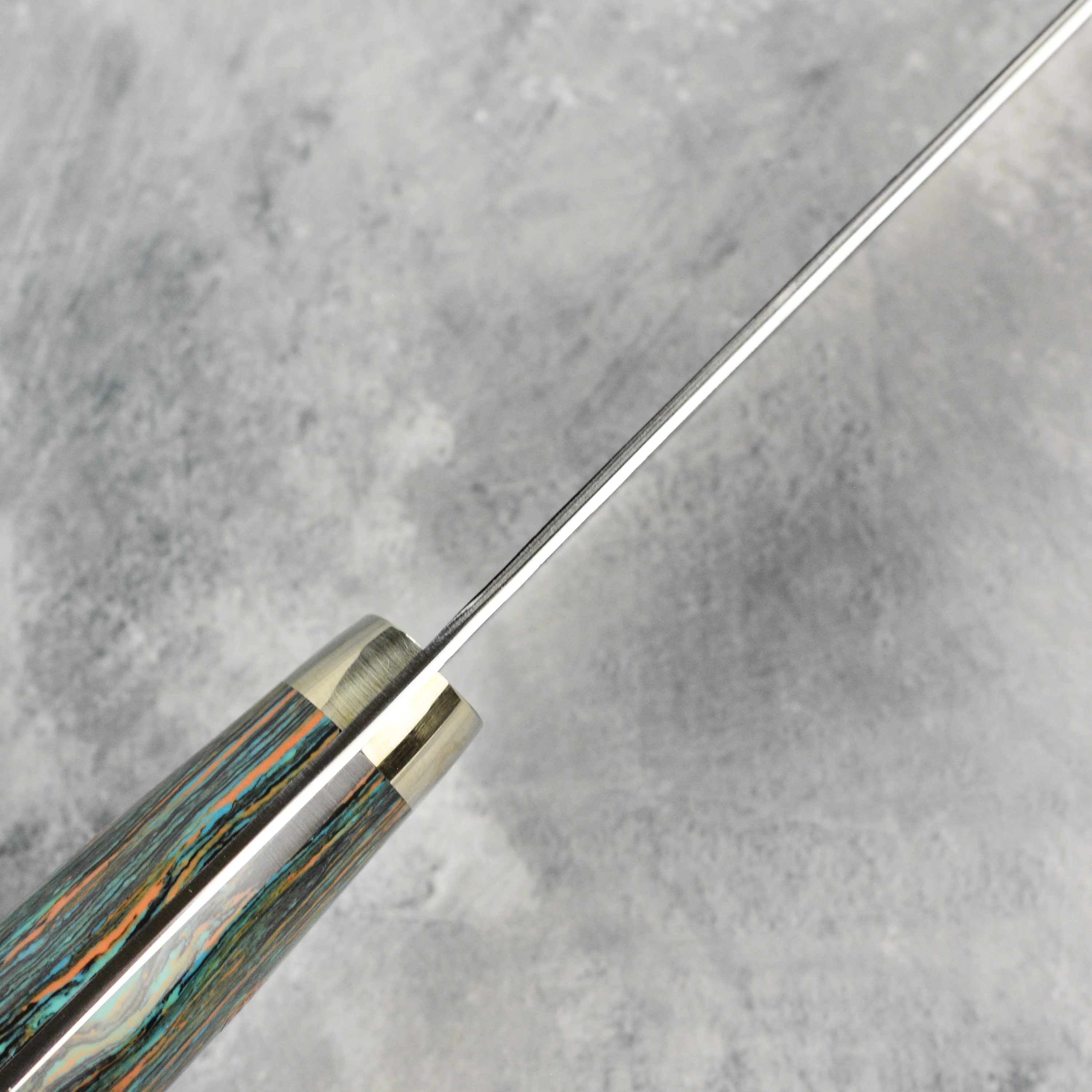 Nigara SG2 Kurouchi Tsuchime 10.6" Sakimaru Sujihiki, Striped Turquoise - Image 3