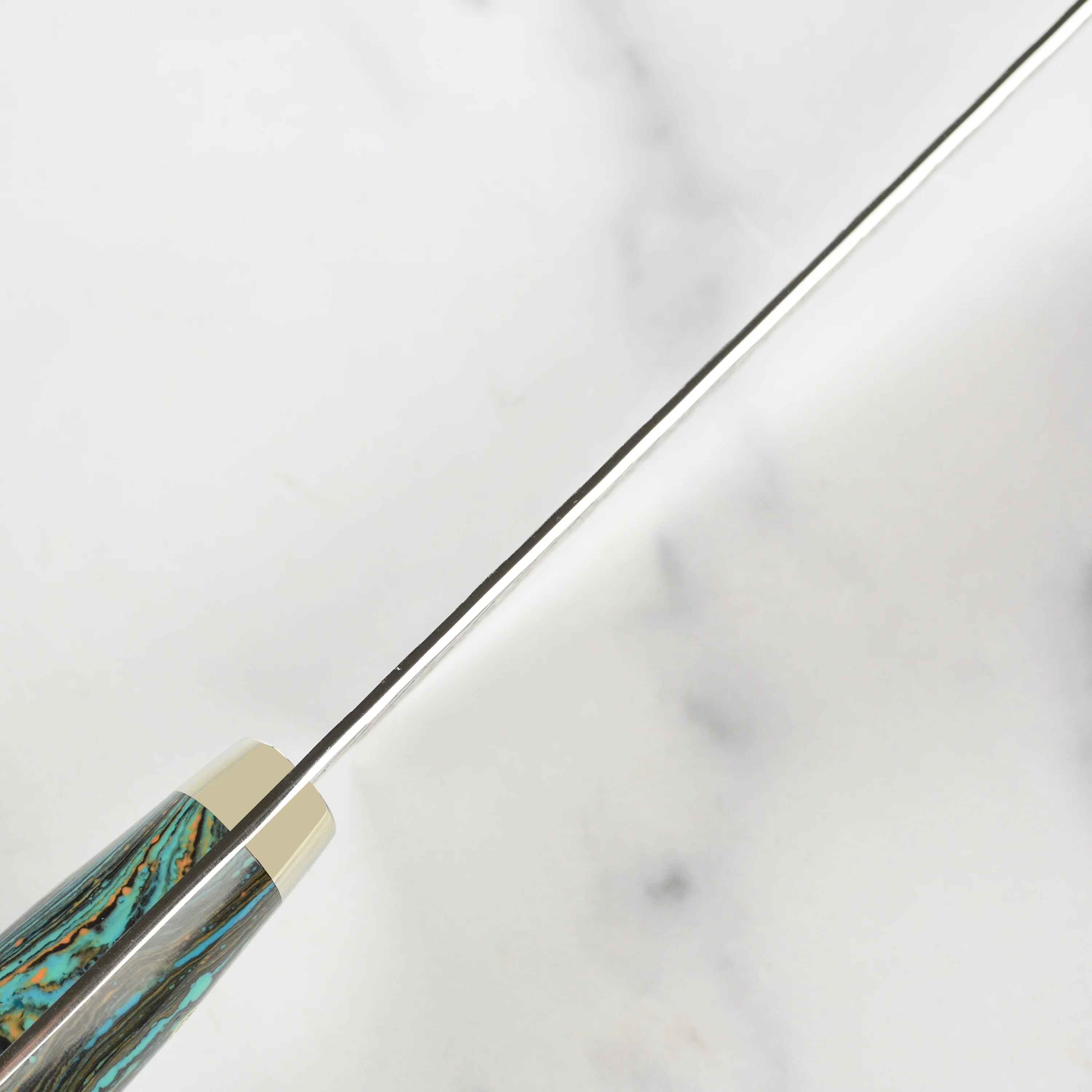 Nigara SG2 Migaki Tsuchime 7" Bunka, Striped Turquoise - Image 3