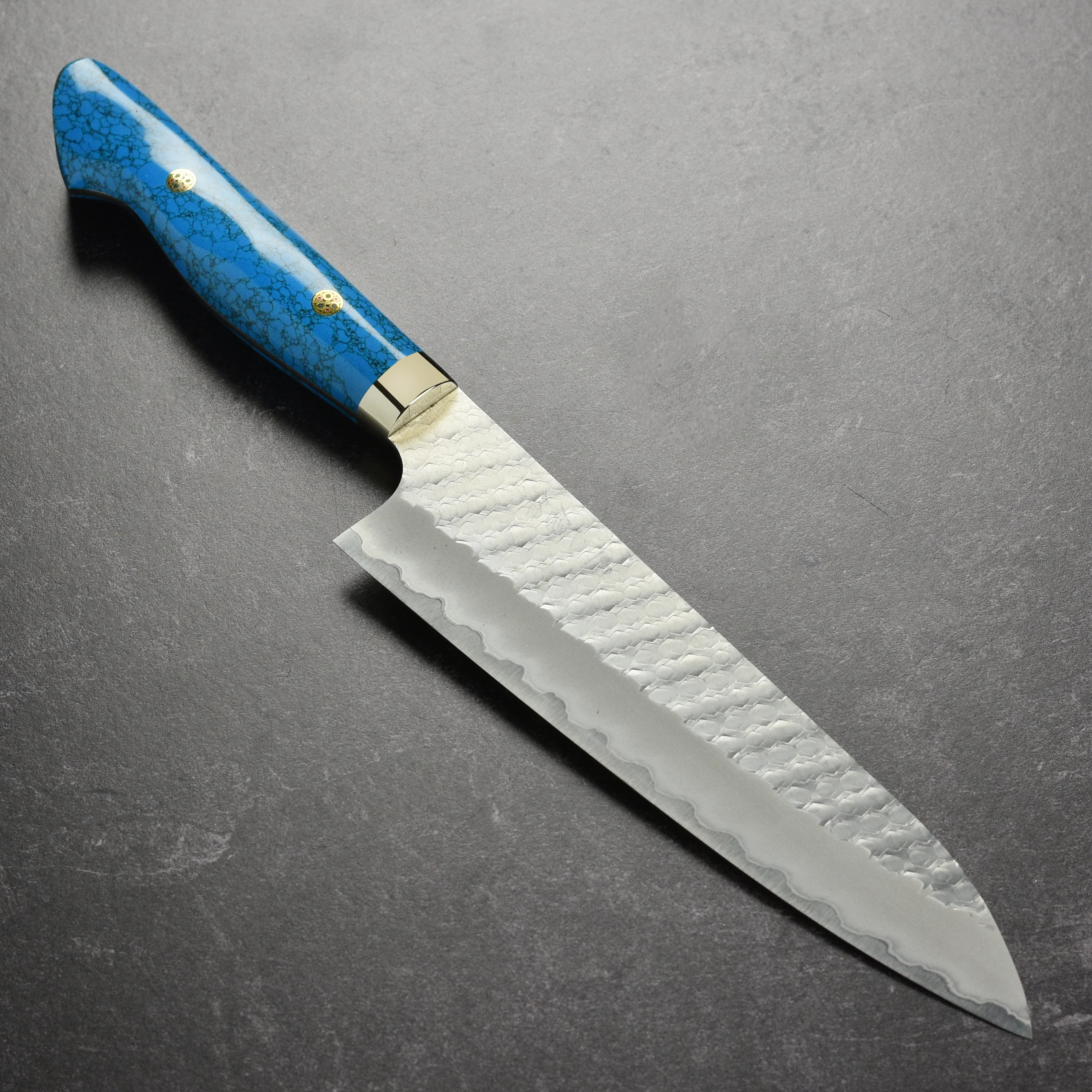 Nigara SG2 Migaki Tsuchime 8.25" Gyuto, Blue Turquoise