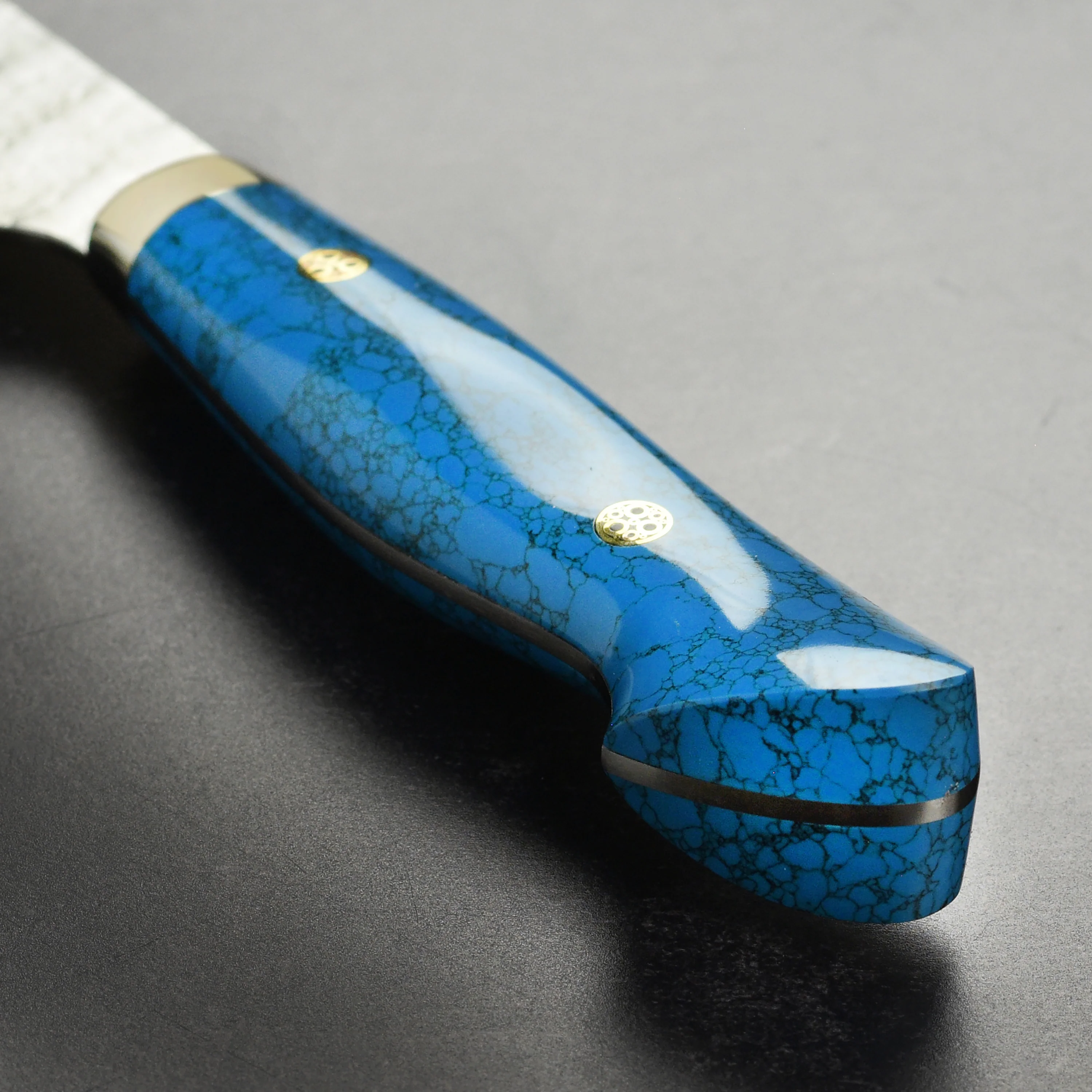 Nigara SG2 Migaki Tsuchime 8.25" Gyuto, Blue Turquoise - Image 2