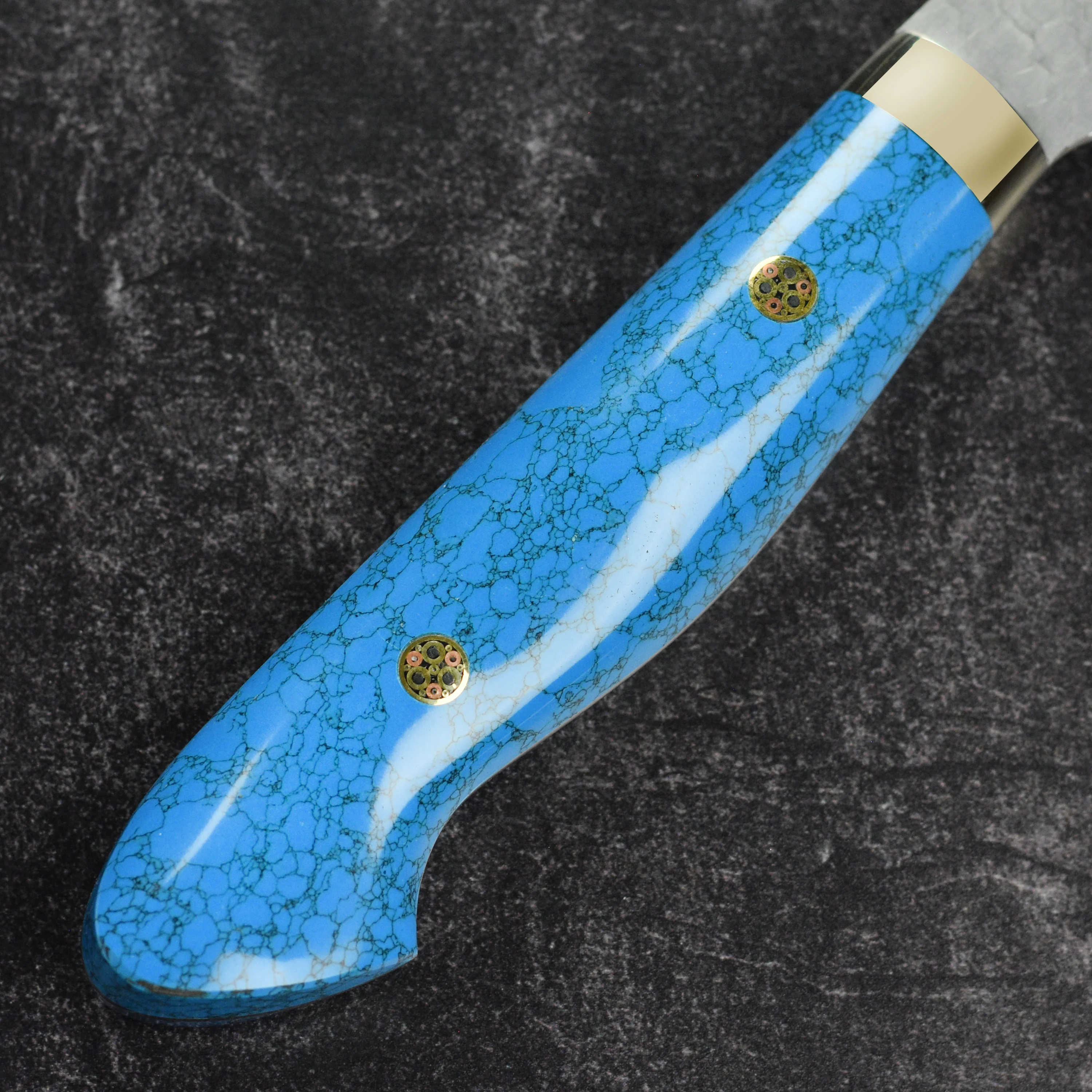 Nigara SG2 Migaki Tsuchime 8.25" Gyuto, Blue Turquoise - Image 7