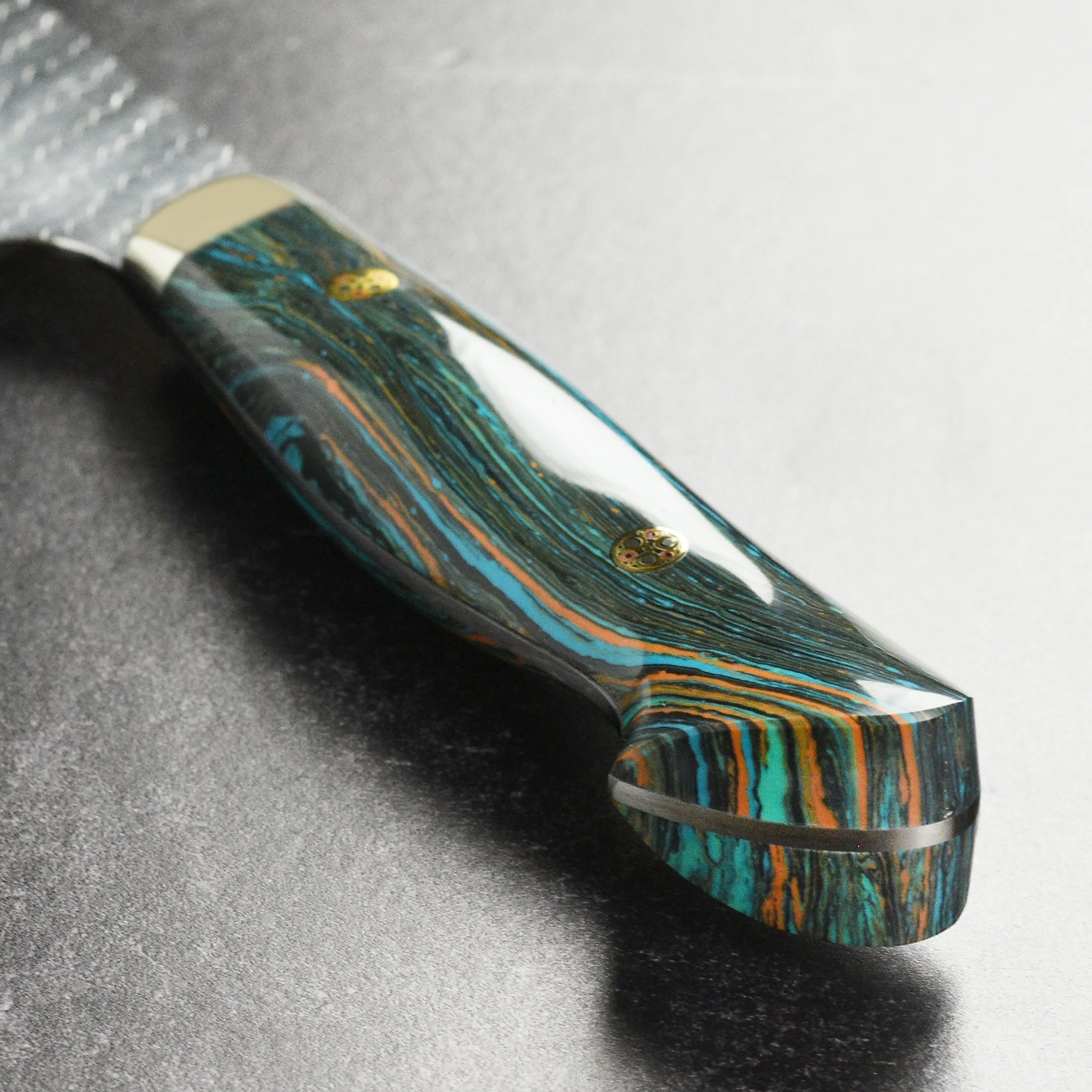 Nigara SG2 Migaki Tsuchime 8.25" Gyuto, Striped Turquoise - Image 2