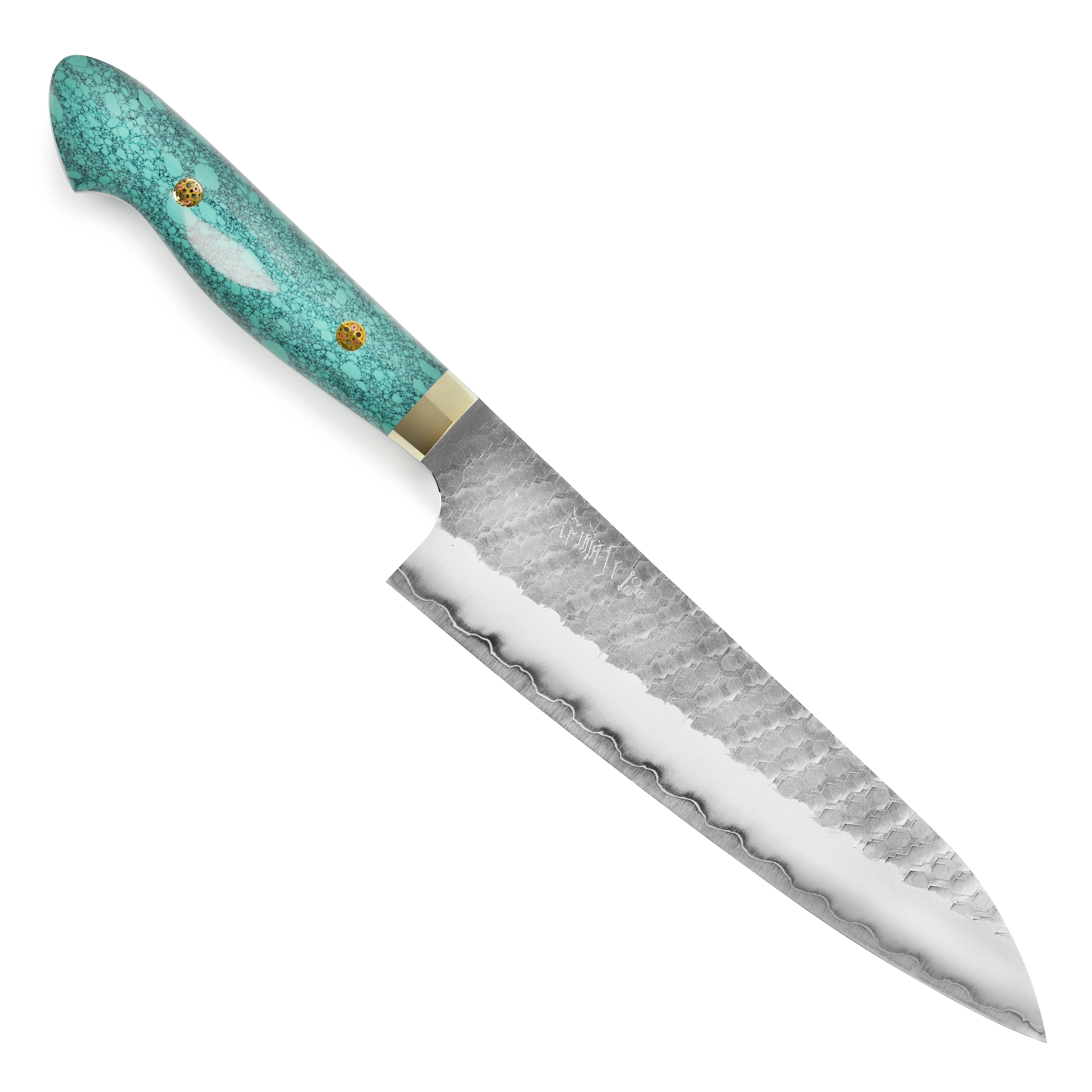 Nigara SG2 Migaki Tsuchime 8.25" Gyuto, Green Turquoise - Image 5