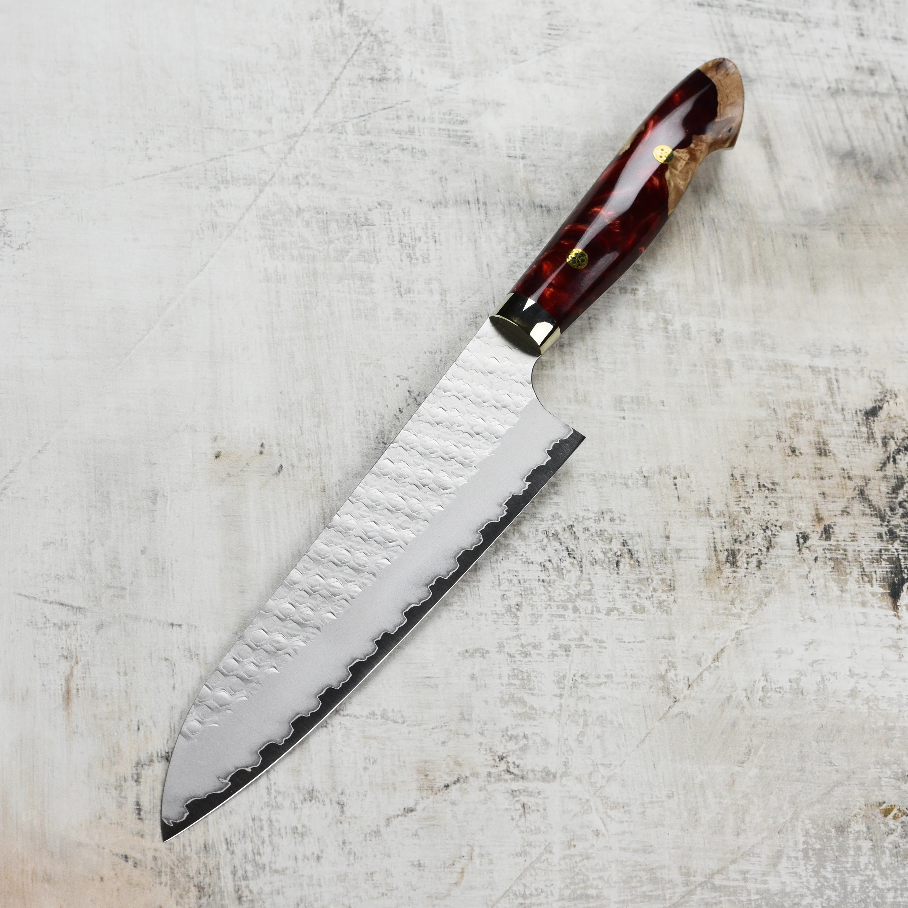 Nigara SG2 Migaki Tsuchime 8.25" Gyuto, Crimson Acrylic - Image 4