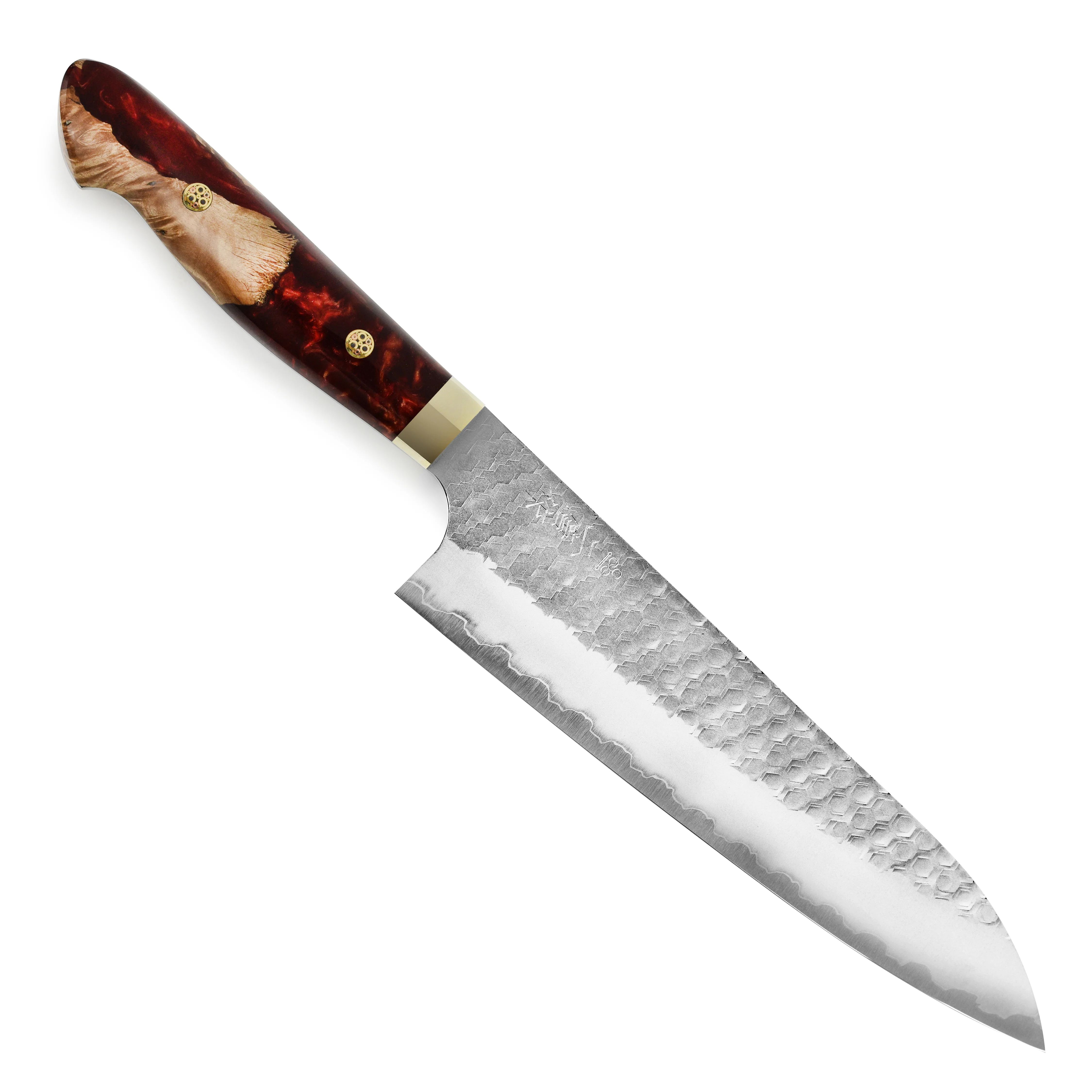 Nigara SG2 Migaki Tsuchime 8.25" Gyuto, Crimson Acrylic - Image 5