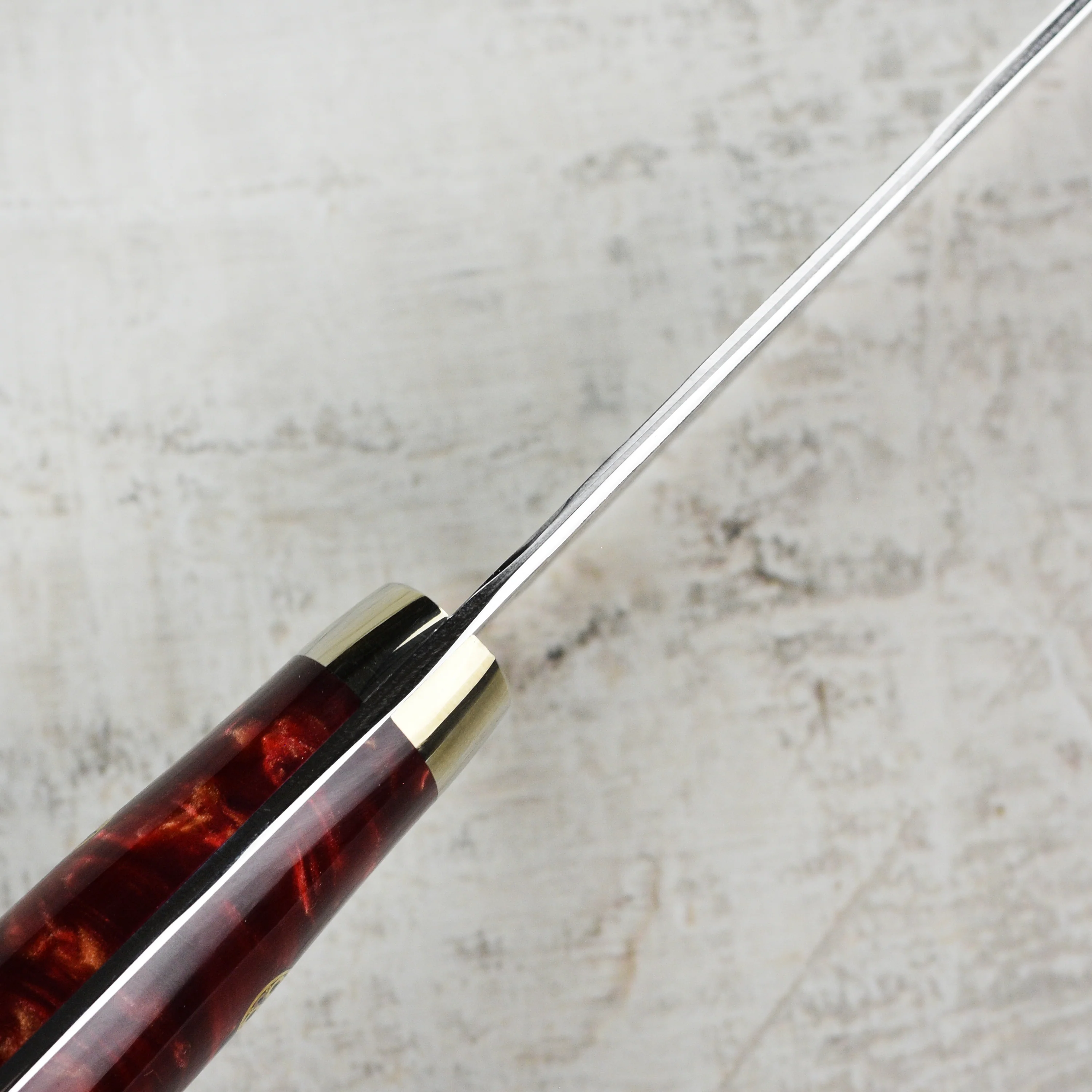 Nigara SG2 Migaki Tsuchime 9.4" Gyuto, Crimson Acrylic - Image 3