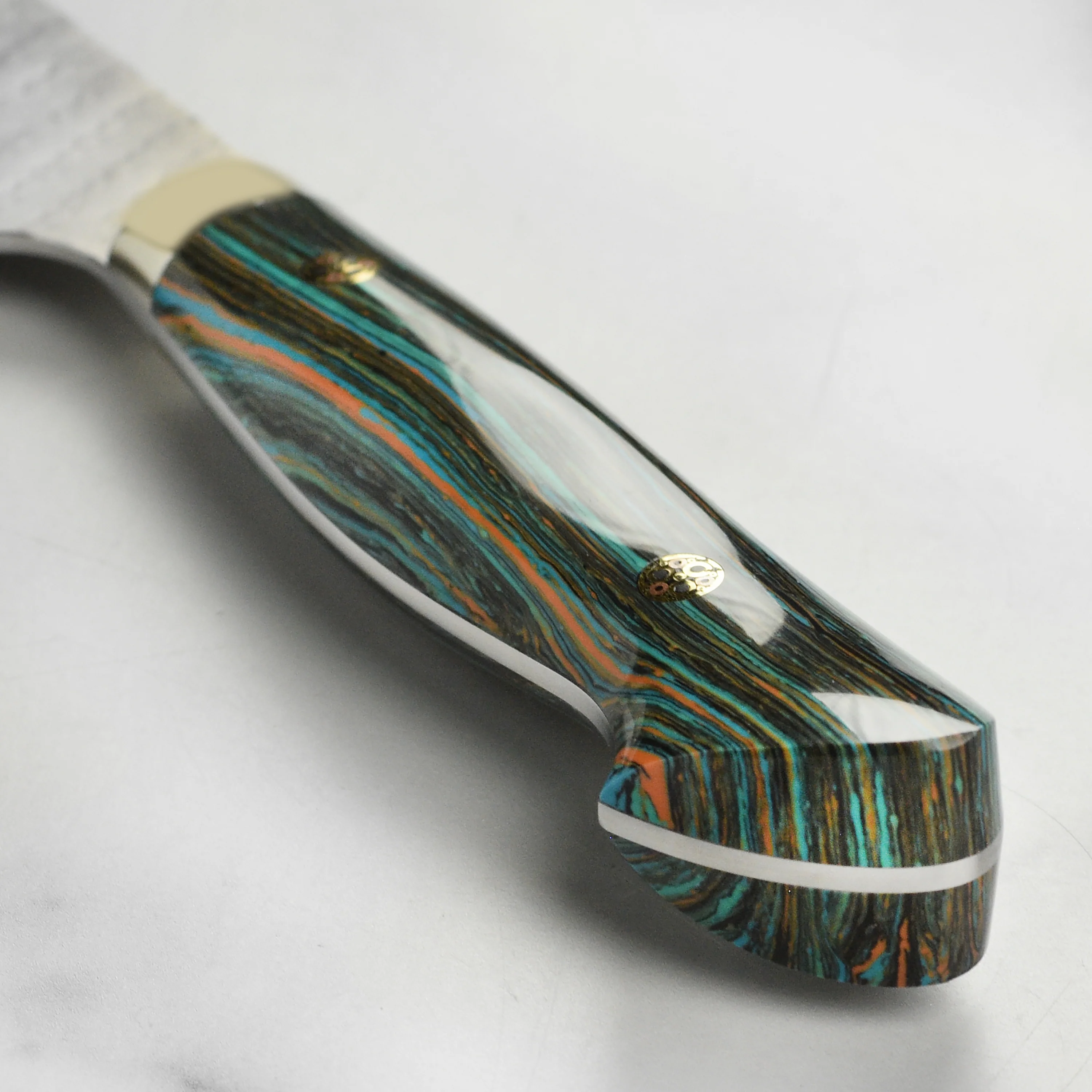 Nigara SG2 Migaki Tsuchime 7" Kiritsuke Nakiri, Striped Turquoise - Image 2
