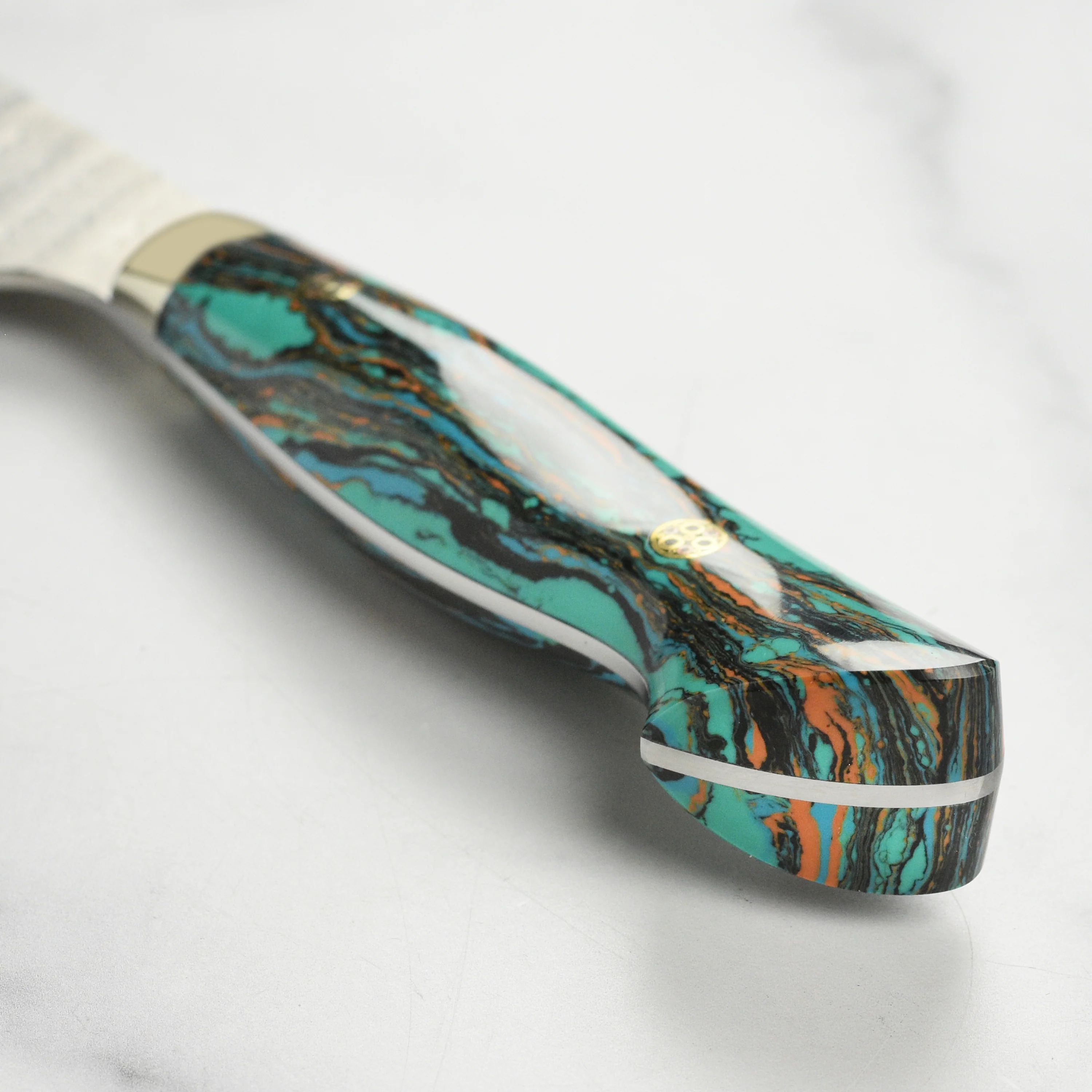 Nigara SG2 Migaki Tsuchime 7" Kiritsuke Nakiri, Marbled Turquoise - Image 2