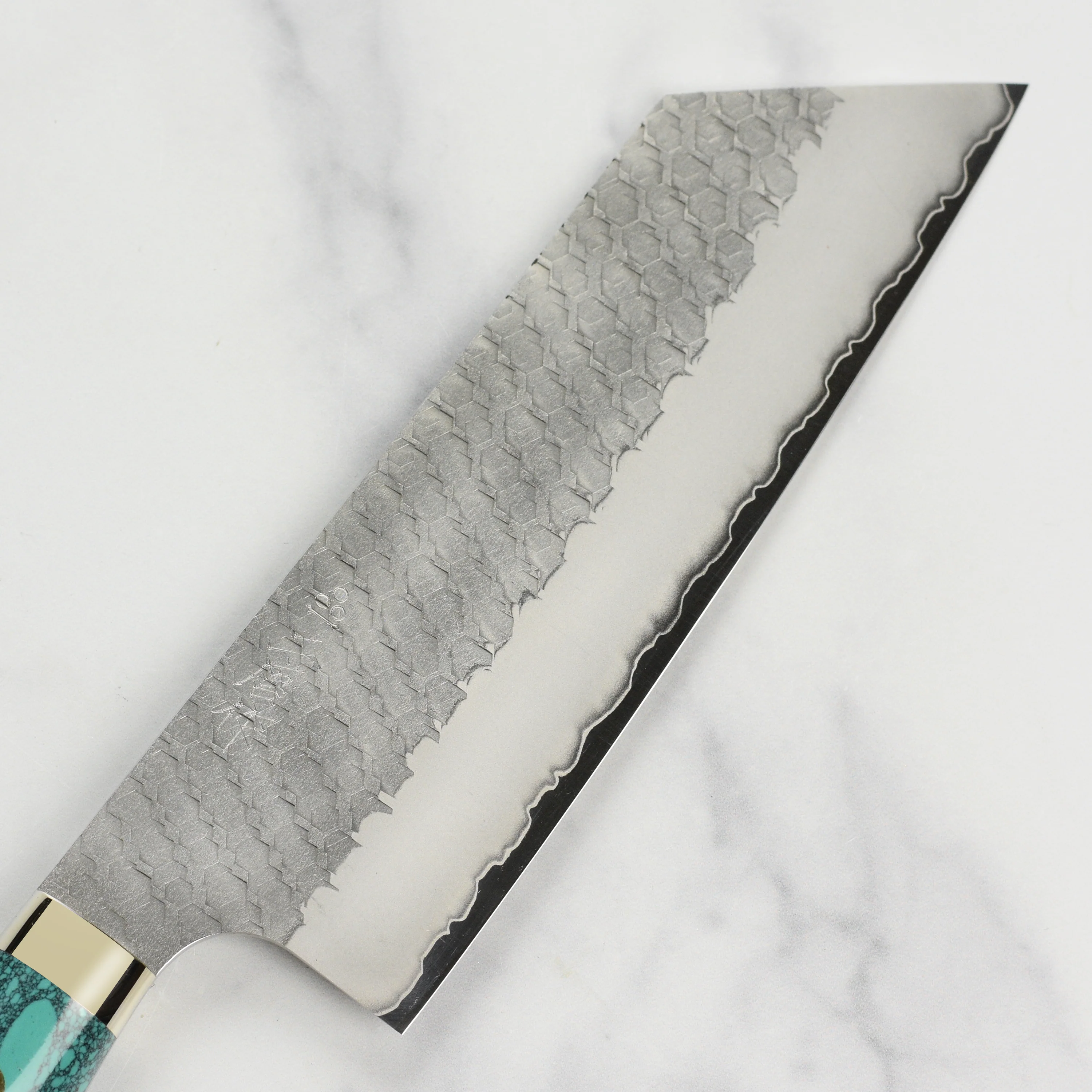 Nigara SG2 Migaki Tsuchime 7" Kiritsuke Nakiri, Green Turquoise - Image 4