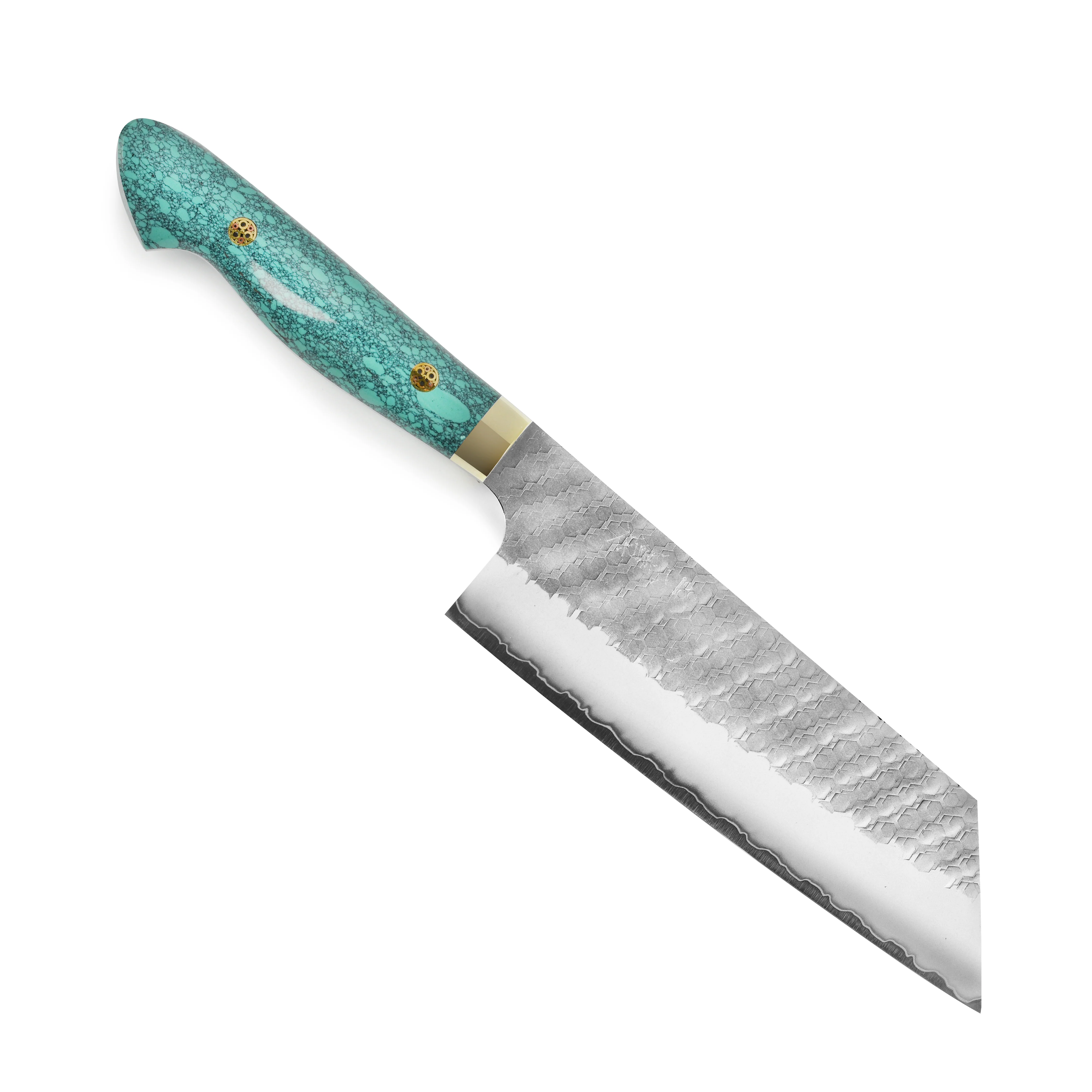 Nigara SG2 Migaki Tsuchime 7" Kiritsuke Nakiri, Green Turquoise - Image 5