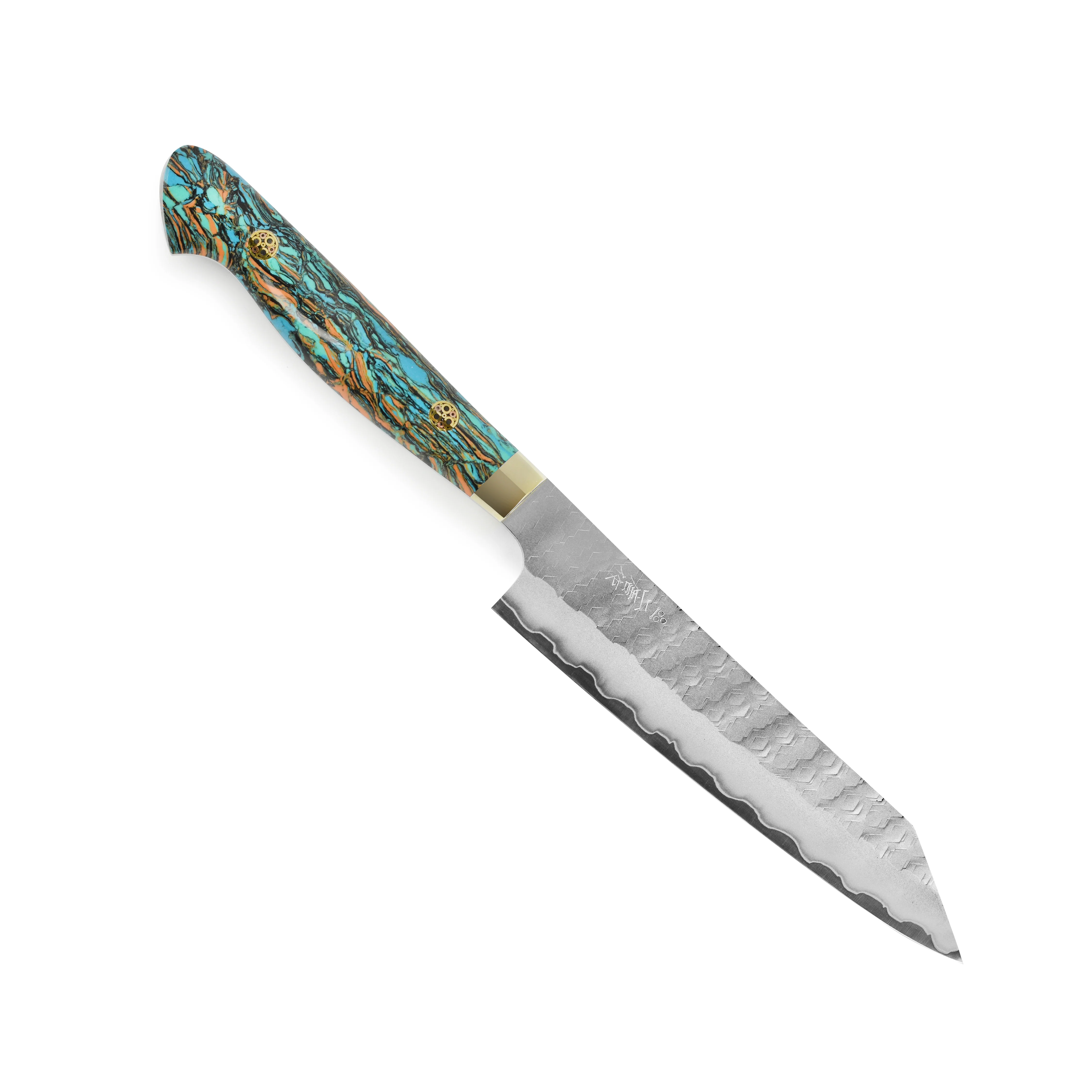 Nigara SG2 Migaki Tsuchime 5.9" Kiritsuke Petty, Marbled Turquoise - Image 5