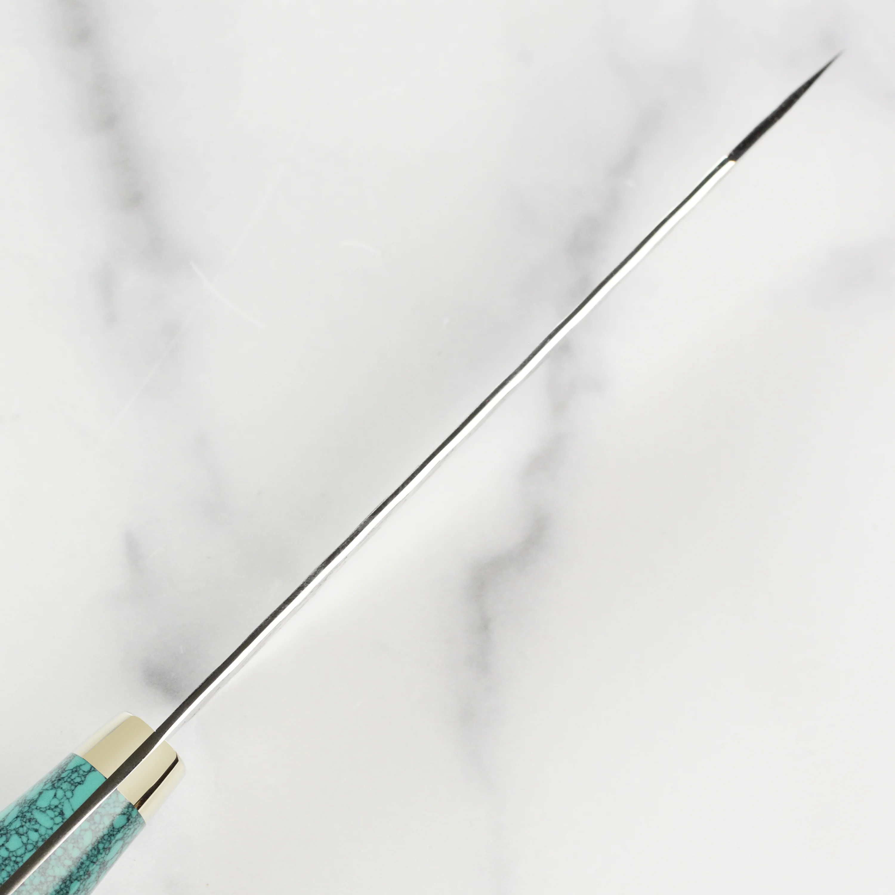 Nigara SG2 Migaki Tsuchime 5.9" Kiritsuke Petty, Green Turquoise - Image 3