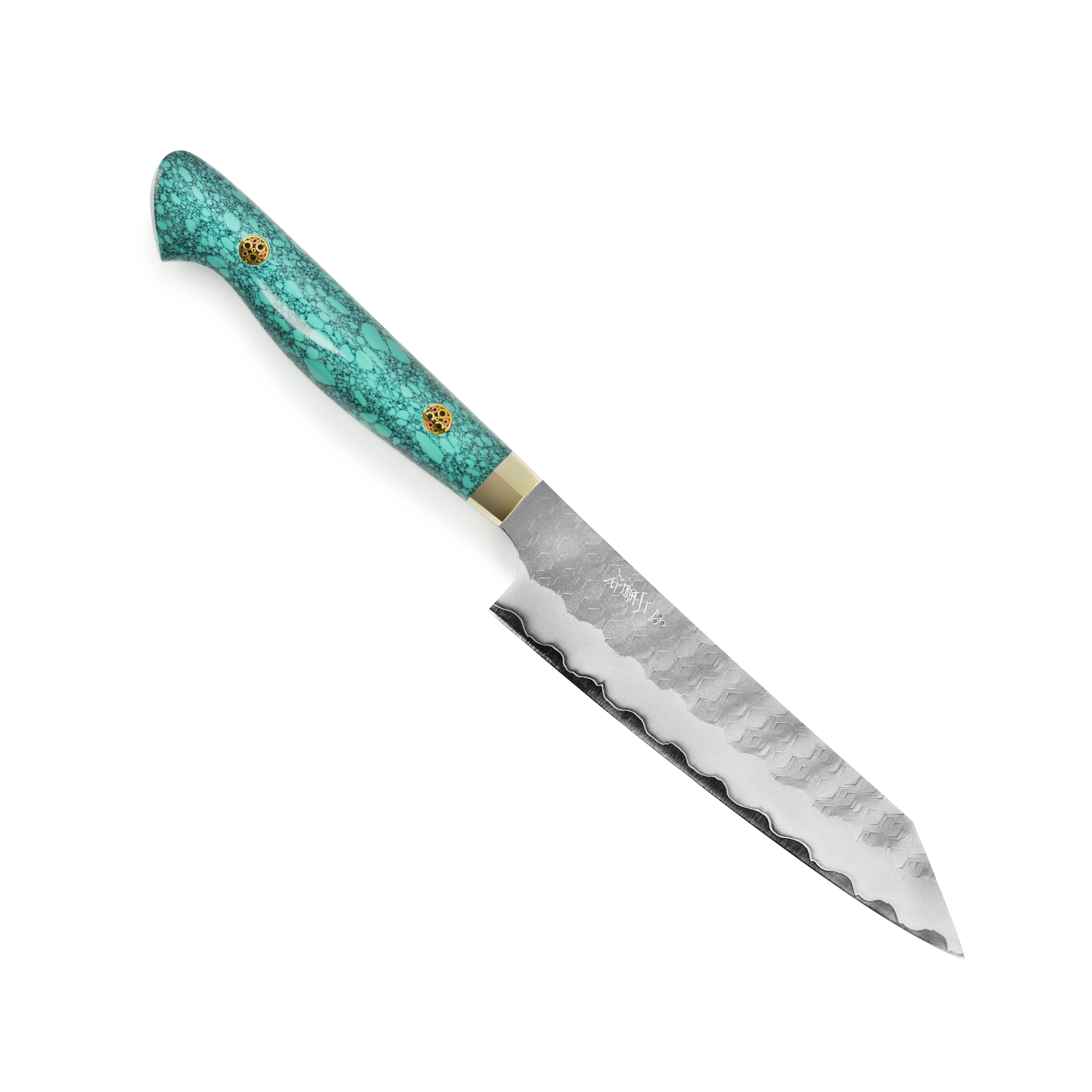 Nigara SG2 Migaki Tsuchime 5.9" Kiritsuke Petty, Green Turquoise - Image 5