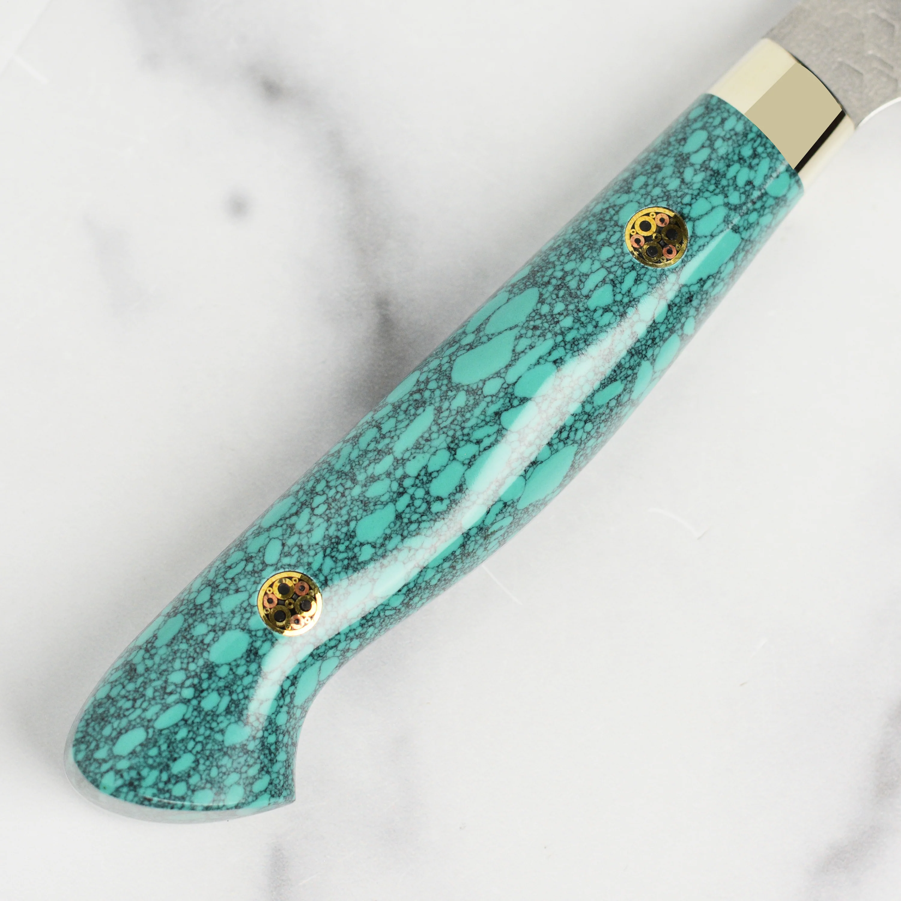 Nigara SG2 Migaki Tsuchime 5.9" Kiritsuke Petty, Green Turquoise - Image 7