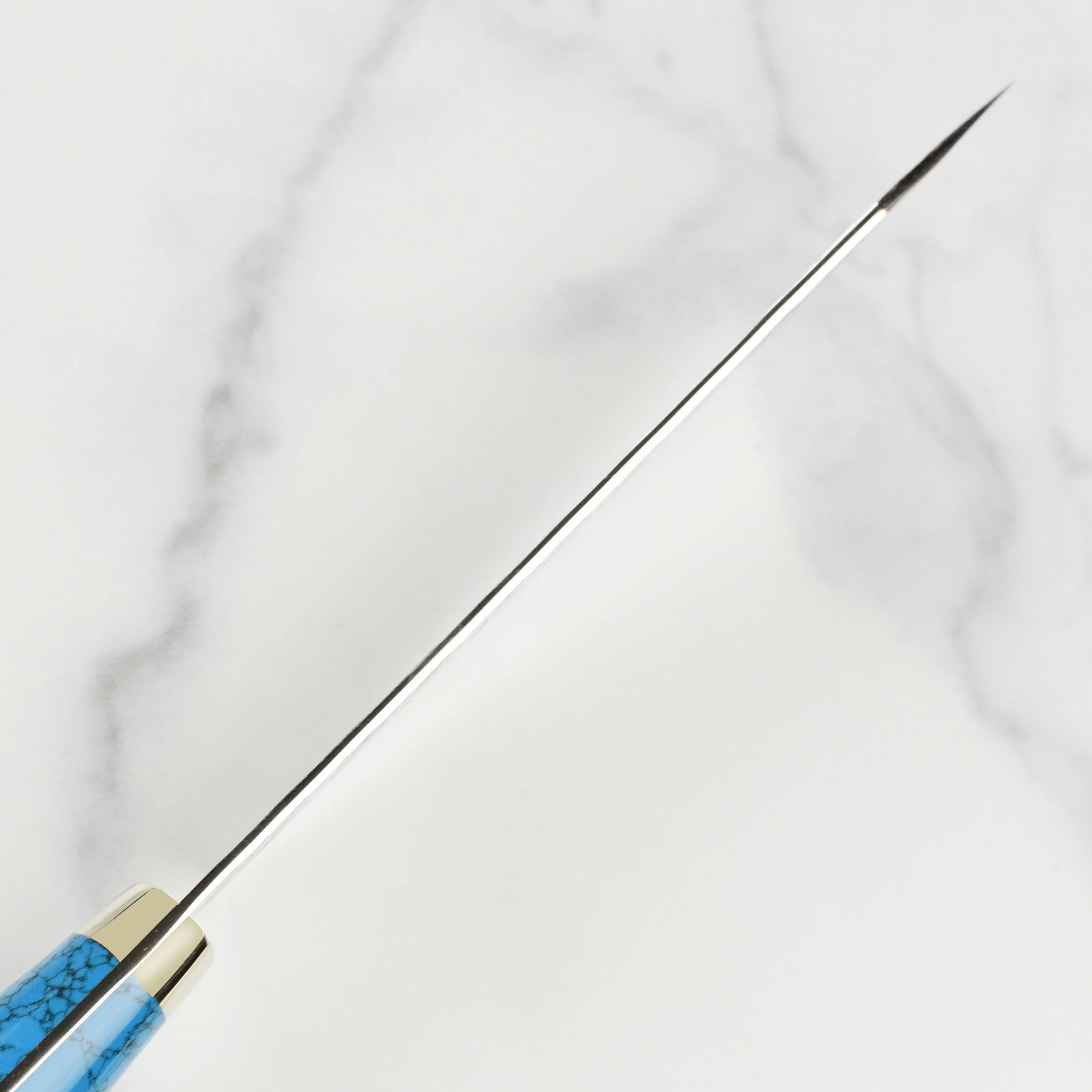 Nigara SG2 Migaki Tsuchime 5.9" Kiritsuke Petty, Blue Turquoise - Image 3