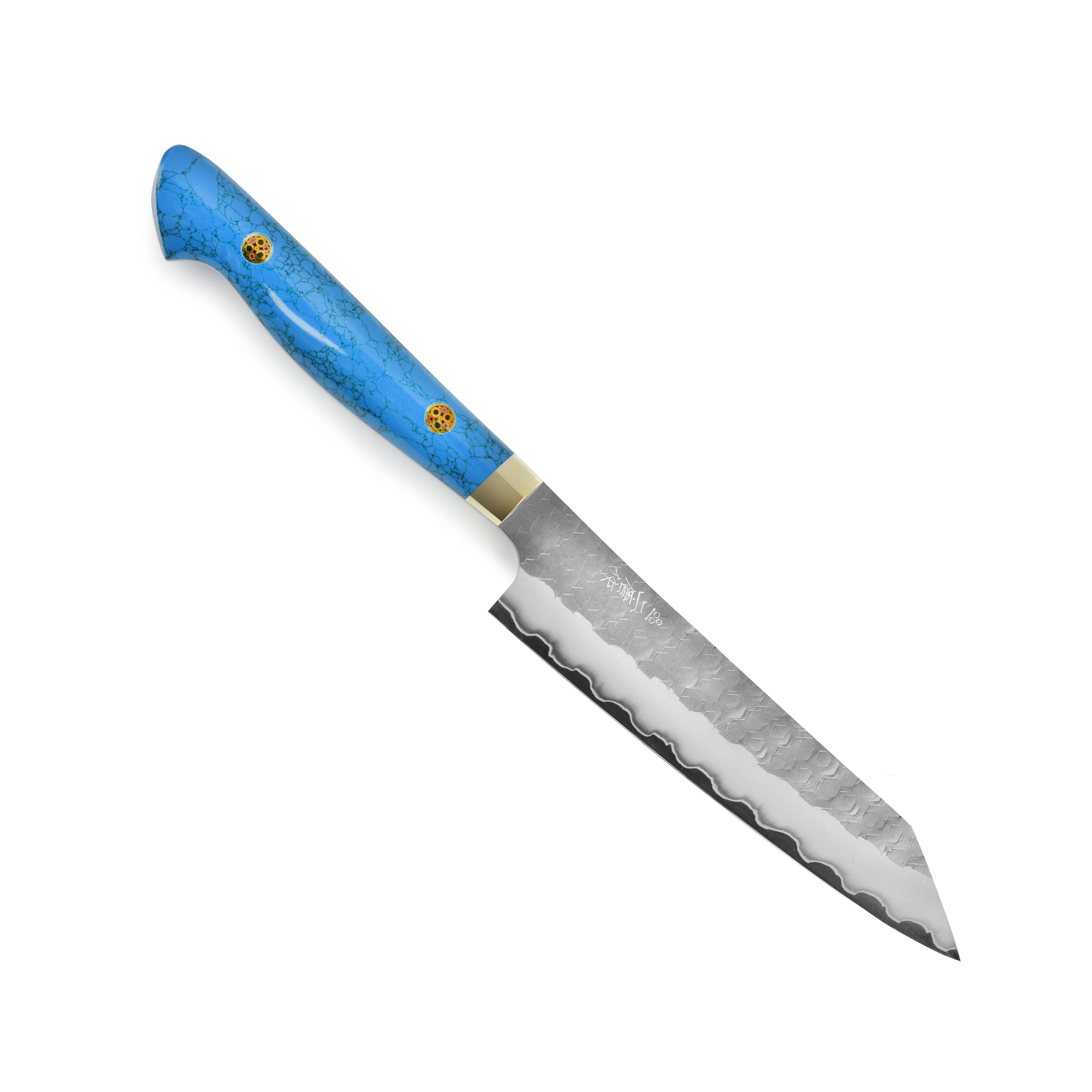Nigara SG2 Migaki Tsuchime 5.9" Kiritsuke Petty, Blue Turquoise - Image 5