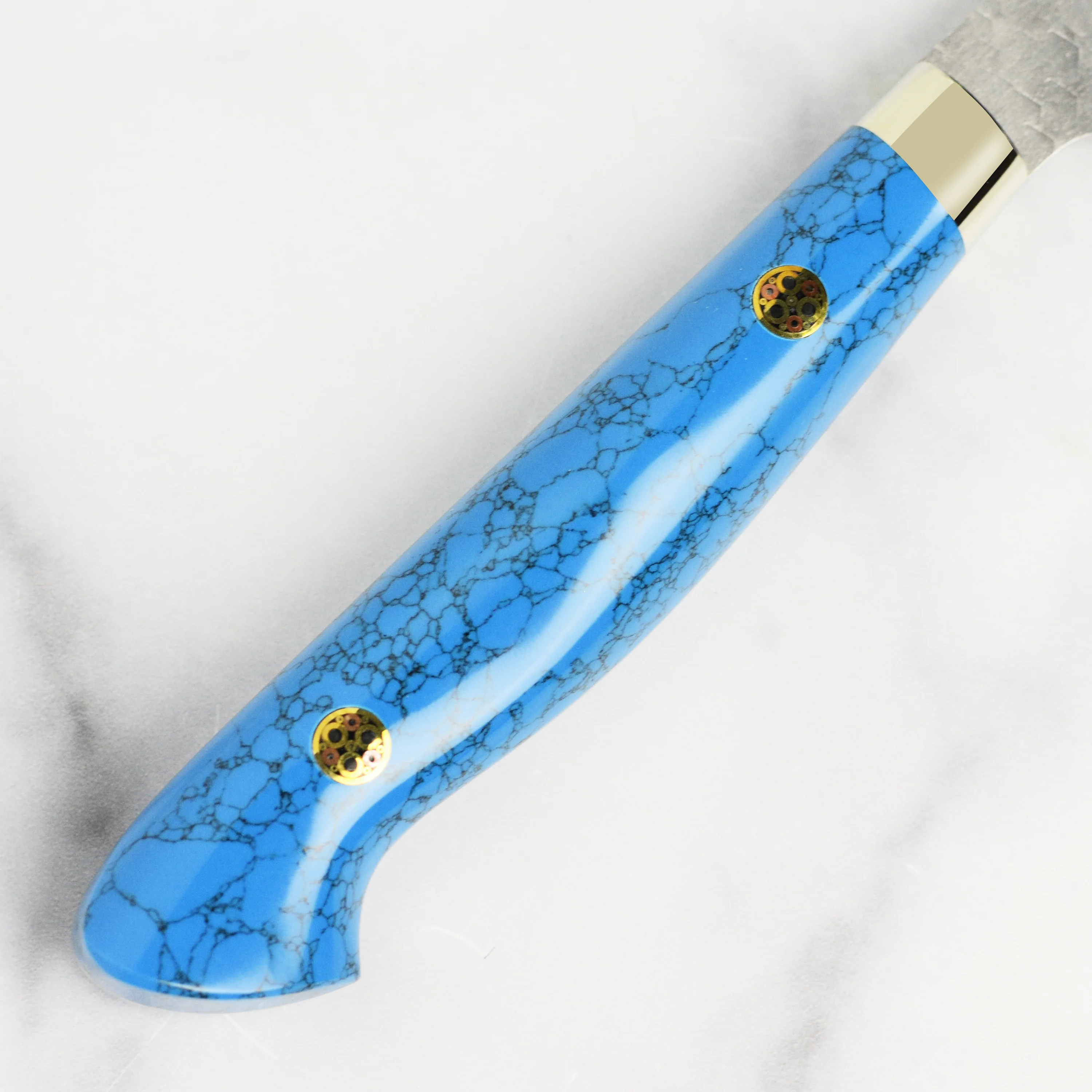 Nigara SG2 Migaki Tsuchime 5.9" Kiritsuke Petty, Blue Turquoise - Image 7