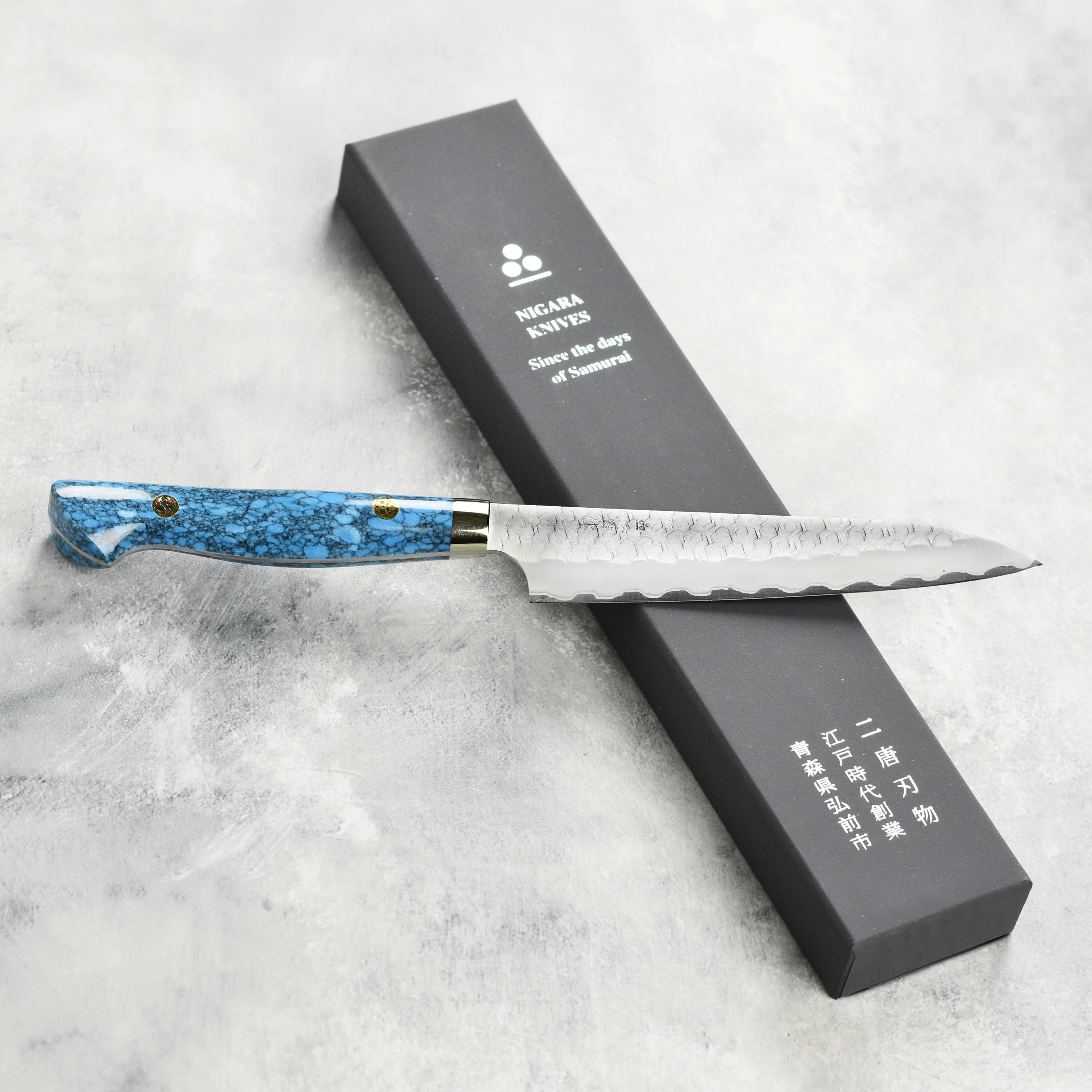 Nigara SG2 Migaki Tsuchime 5.9" Petty, Blue Turquoise - Image 6