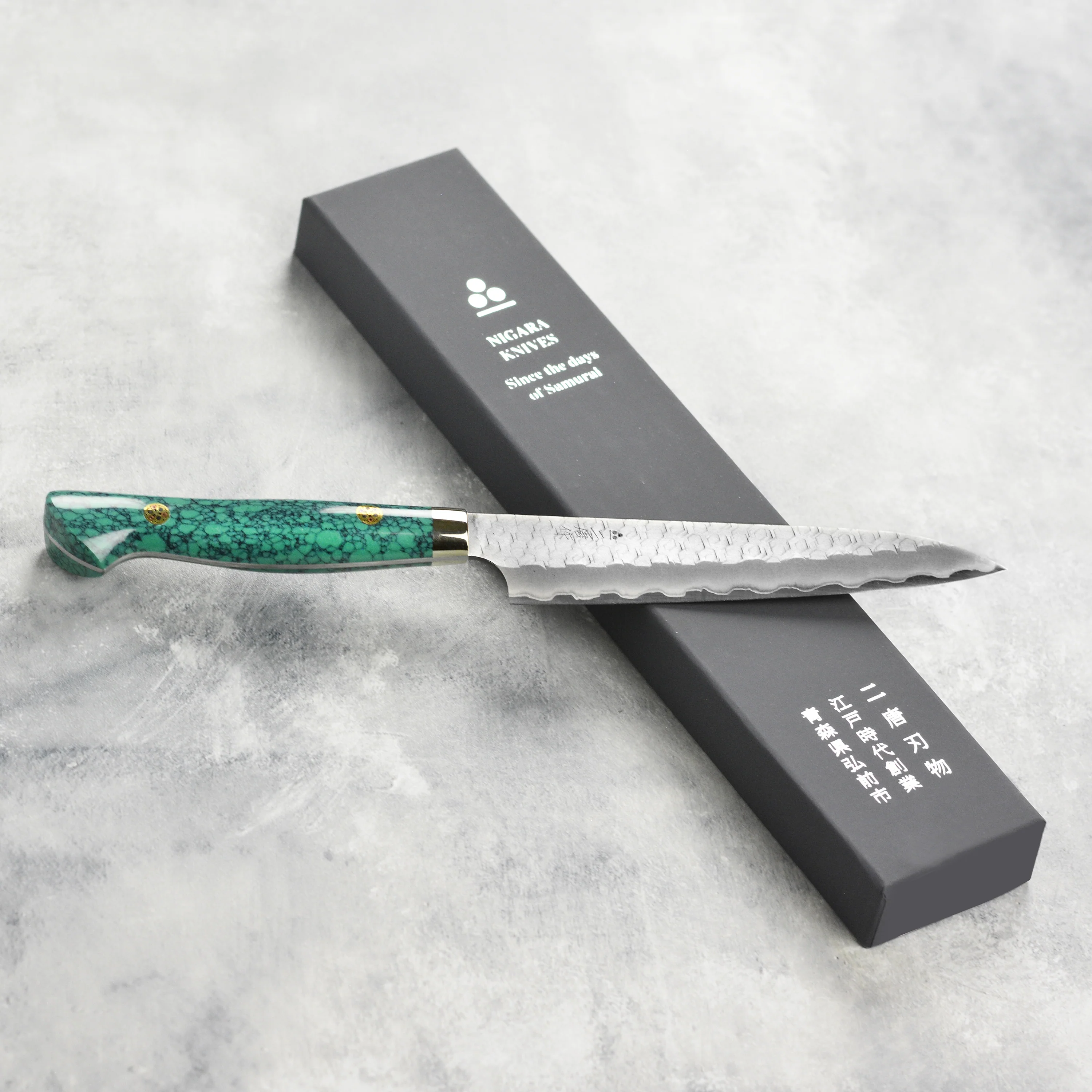 Nigara SG2 Migaki Tsuchime 5.9" Petty, Green Turquoise - Image 6