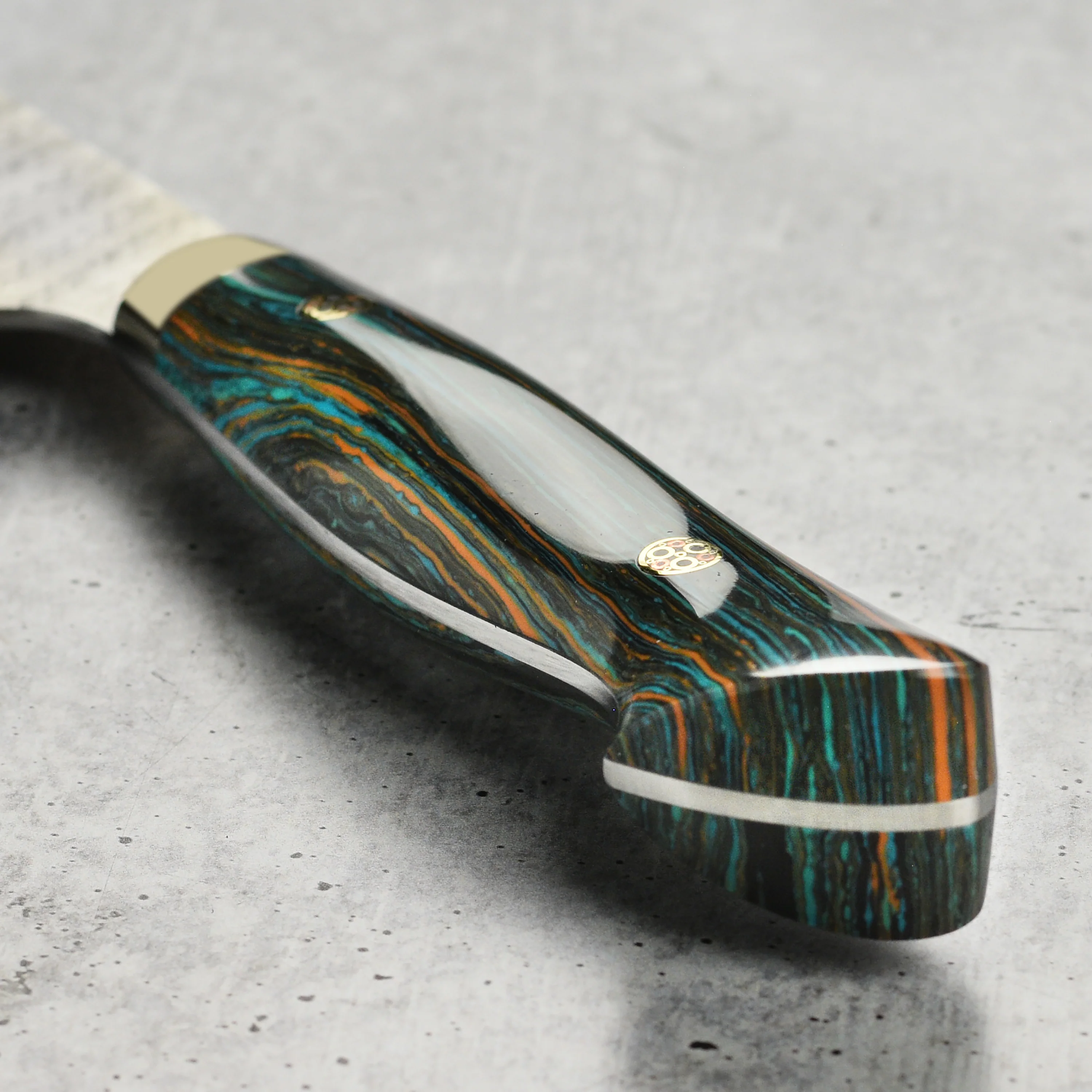 Nigara SG2 Migaki Tsuchime 7" Santoku, Striped Turquoise - Image 2