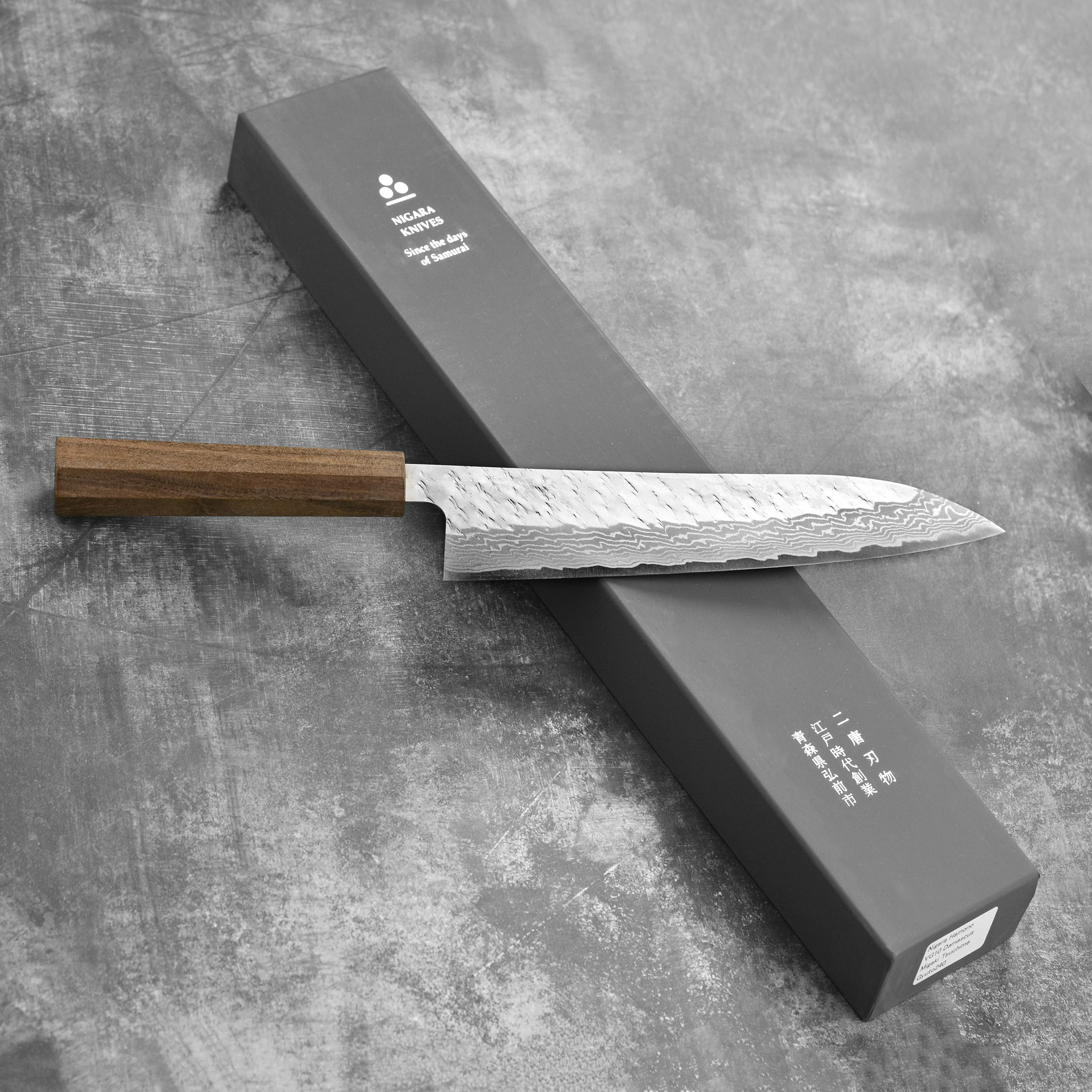 Nigara VG10 Tsuchime Damascus 9.4" Gyuto - Image 8