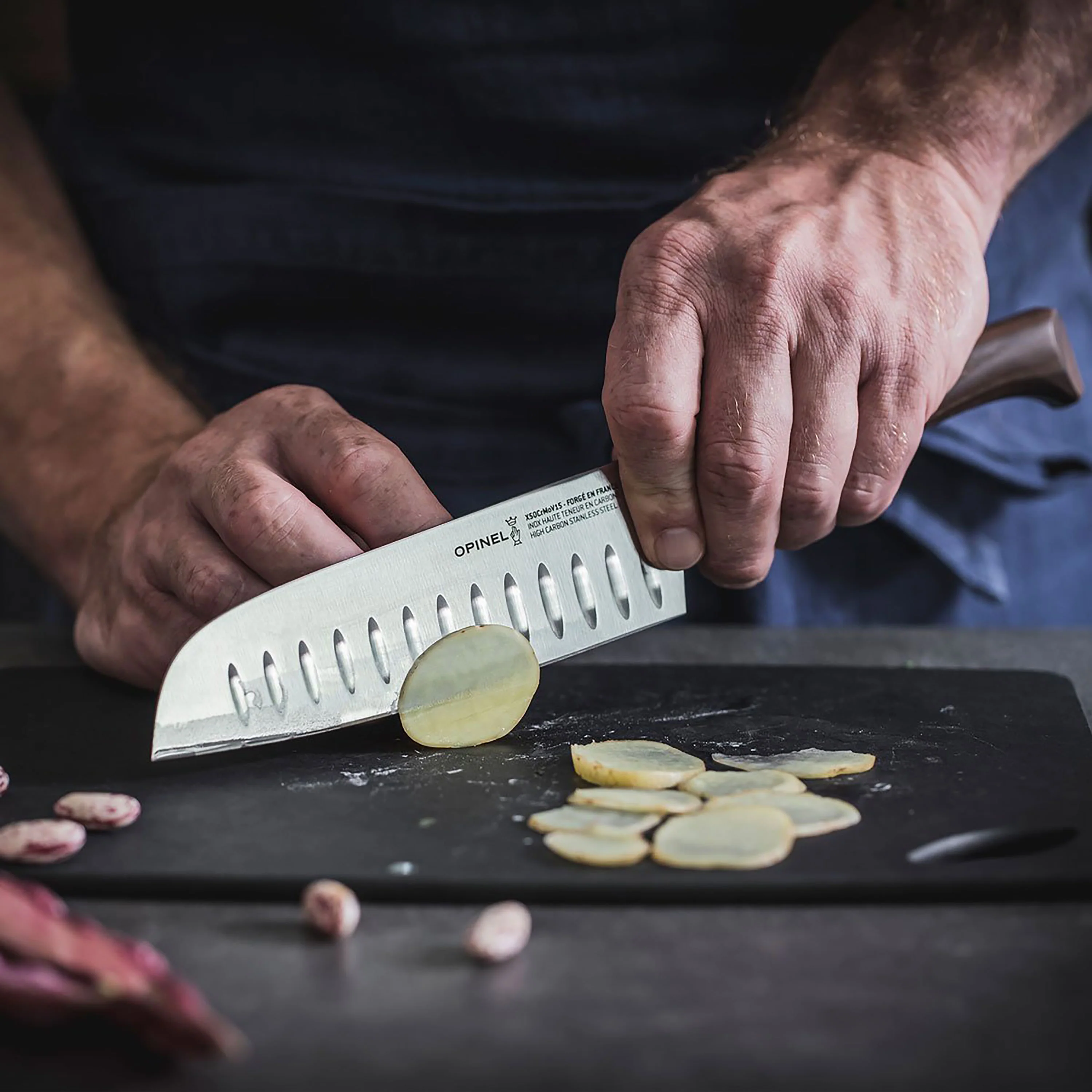 Opinel Forged 1890 7" Hollow Edge Santoku Knife - Image 9