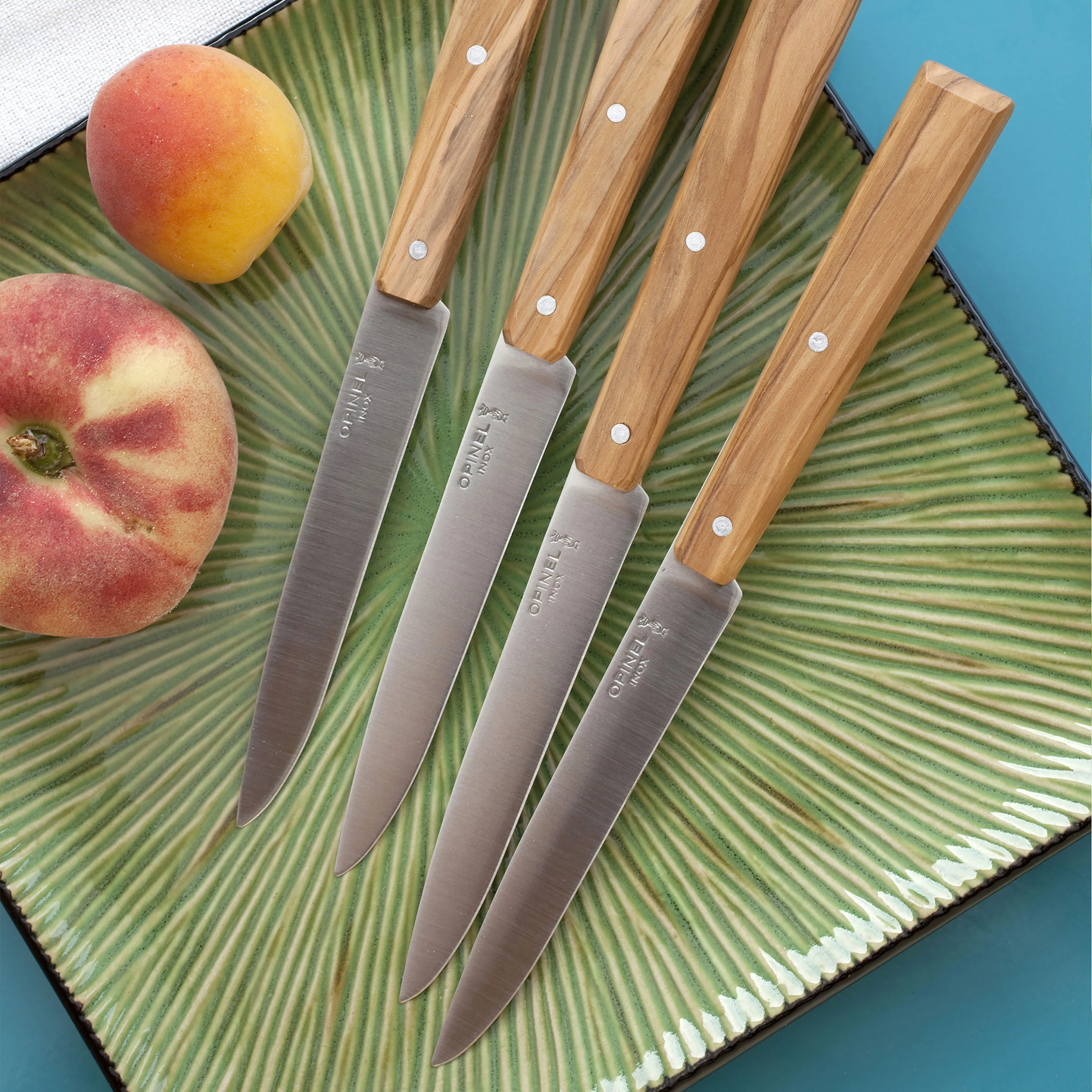 Opinel 4 Piece Olive Wood Handle Steak Knife Set - Image 5