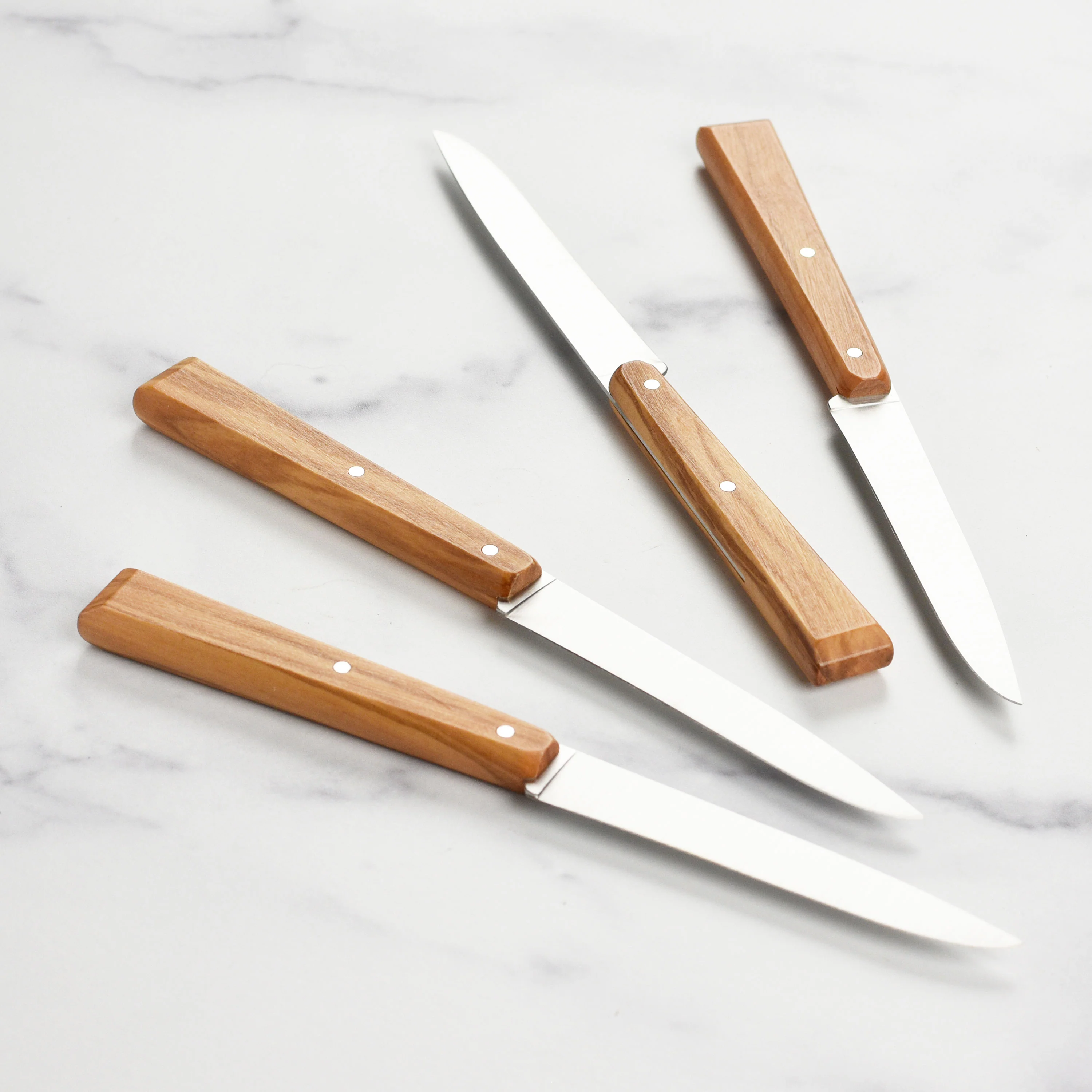Opinel 4 Piece Olive Wood Handle Steak Knife Set - Image 6