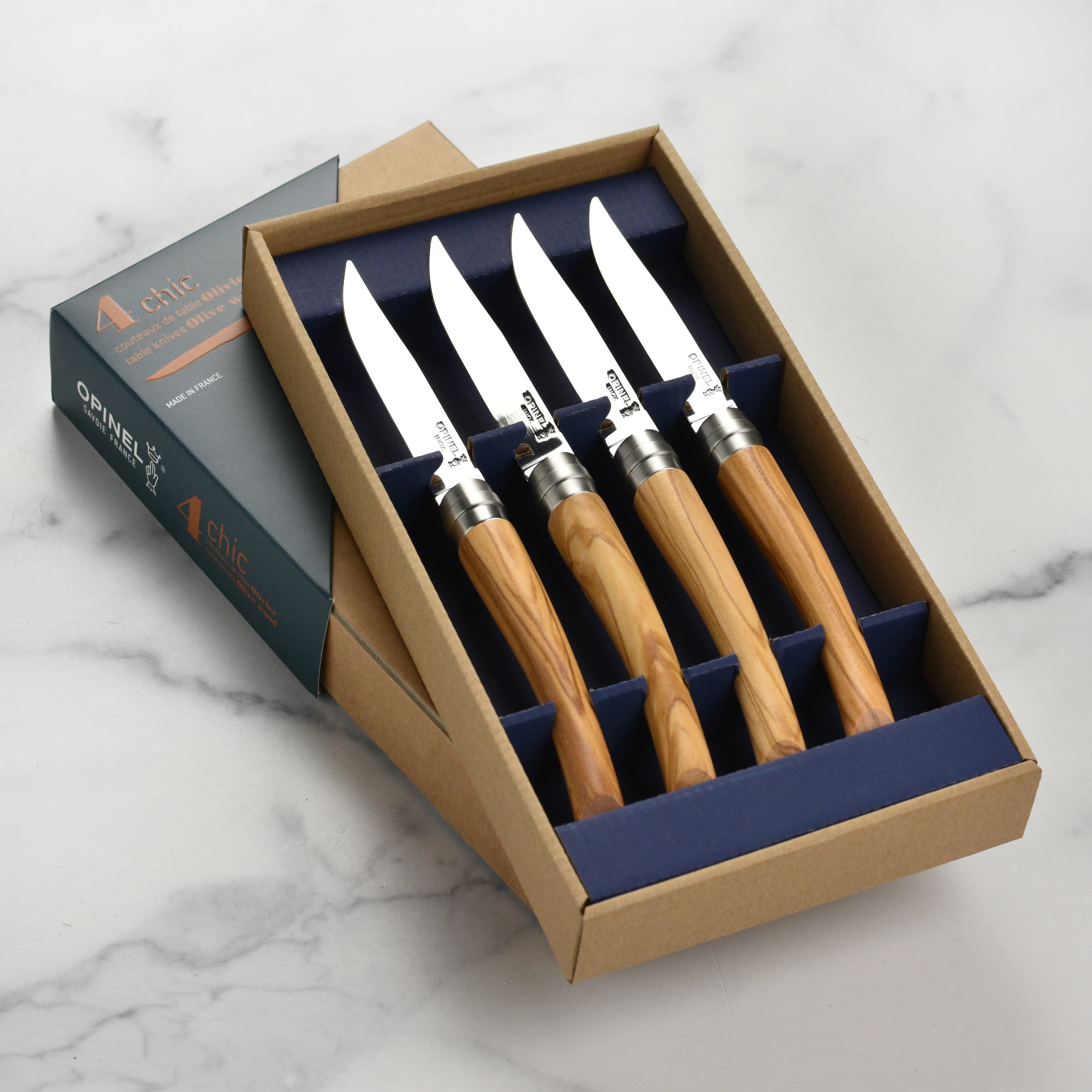 Opinel 4 Piece Olivewood Handle Steak Knife Set - Image 6