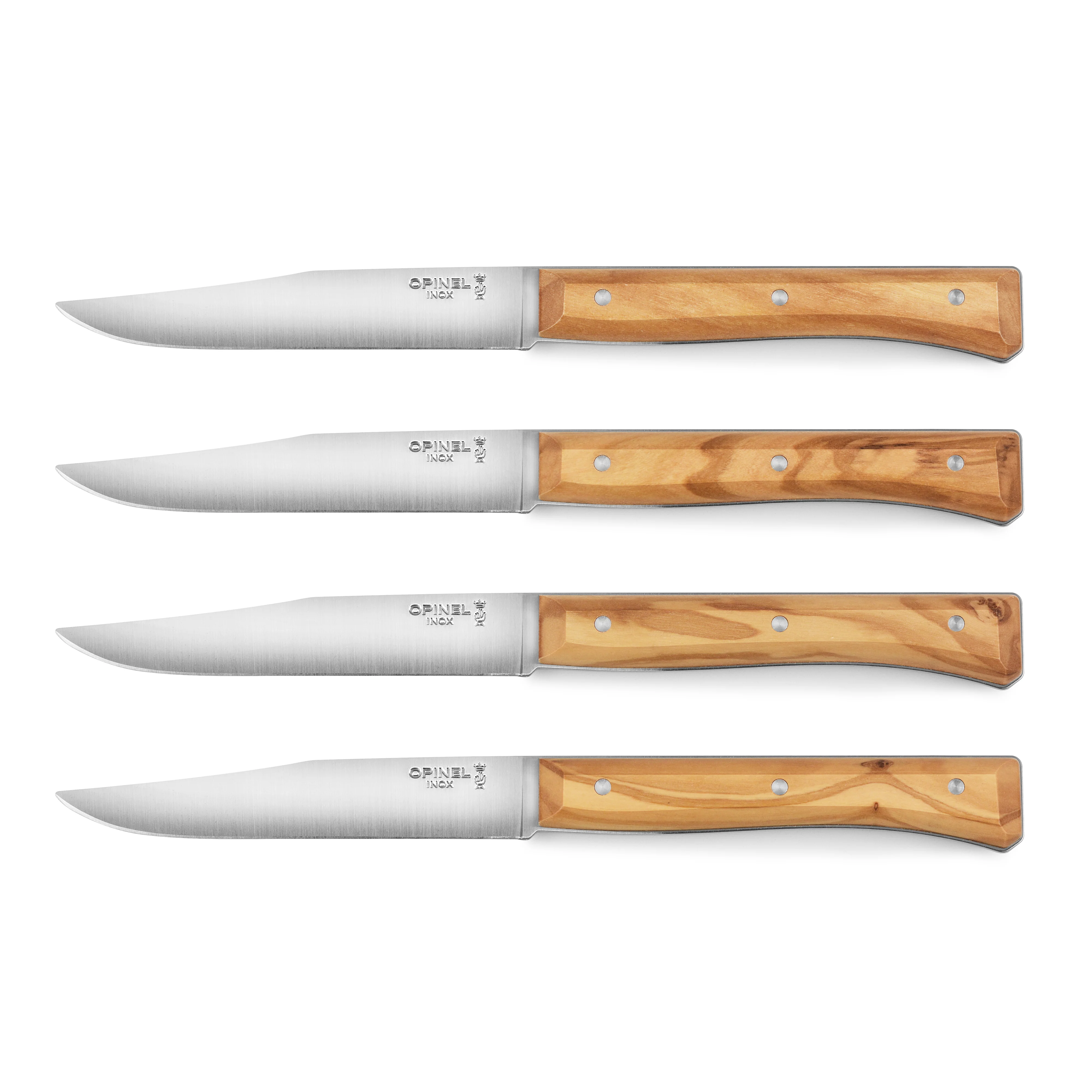 Opinel 4 Piece Olive Wood Facette Steak Knife Set - Image 5