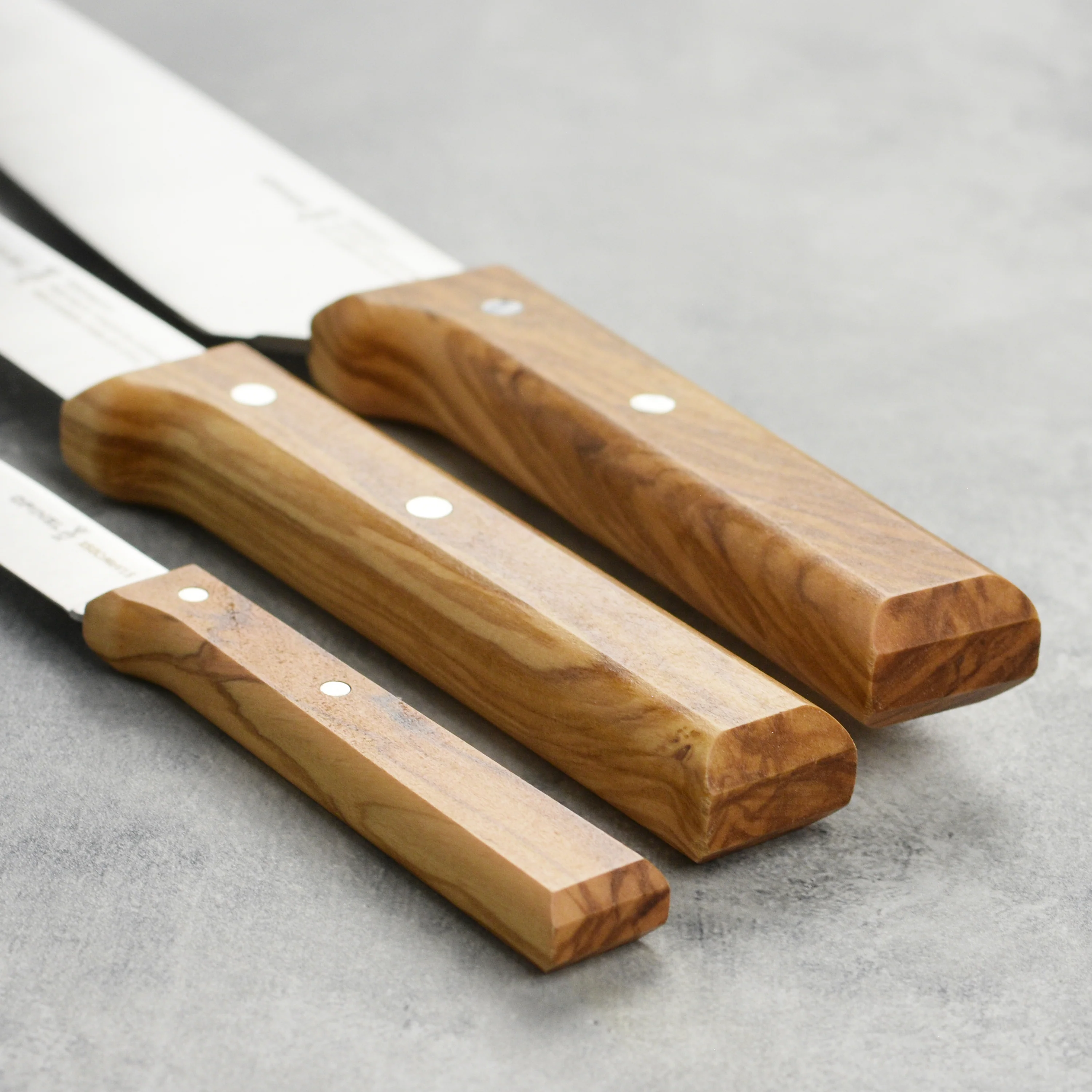 Opinel Parallele Olivewood 3 Piece Knife Set - Image 2