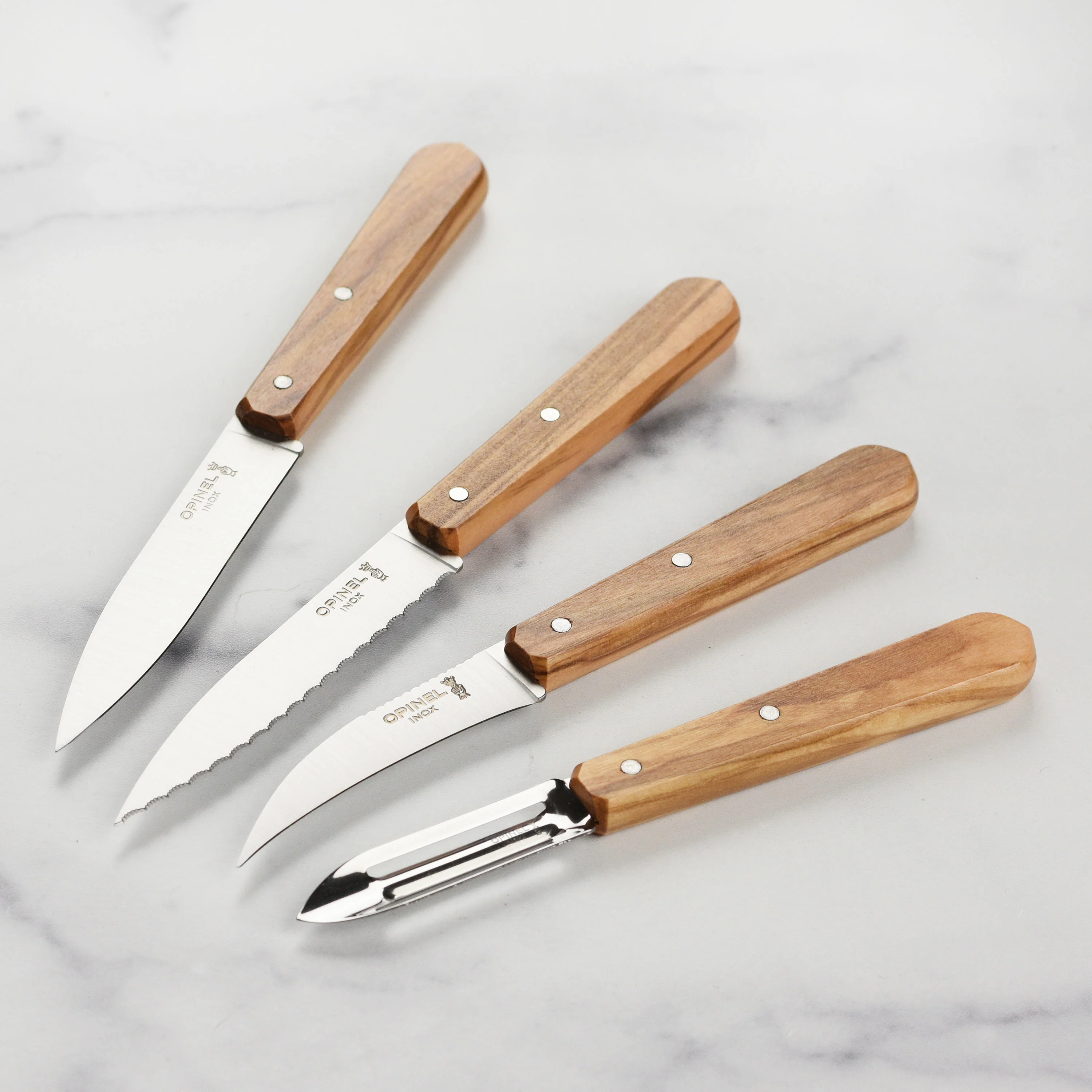 Opinel 4 Piece Stainless Steel Paring & Peeling Set with Olive Wood Handles - Image 5