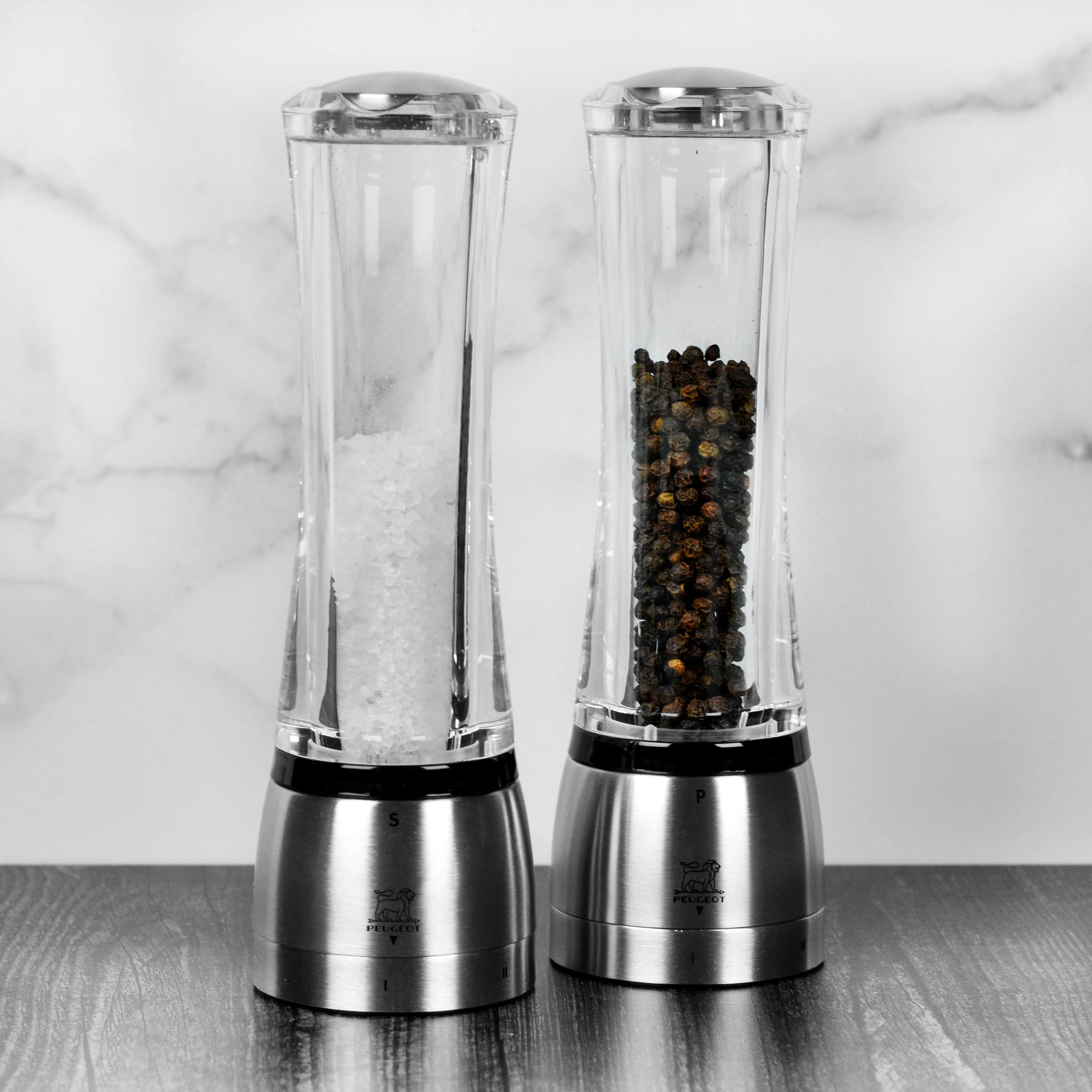 Peugeot Daman 8" u'Select Acrylic & Stainless Steel Salt & Pepper Mill Set