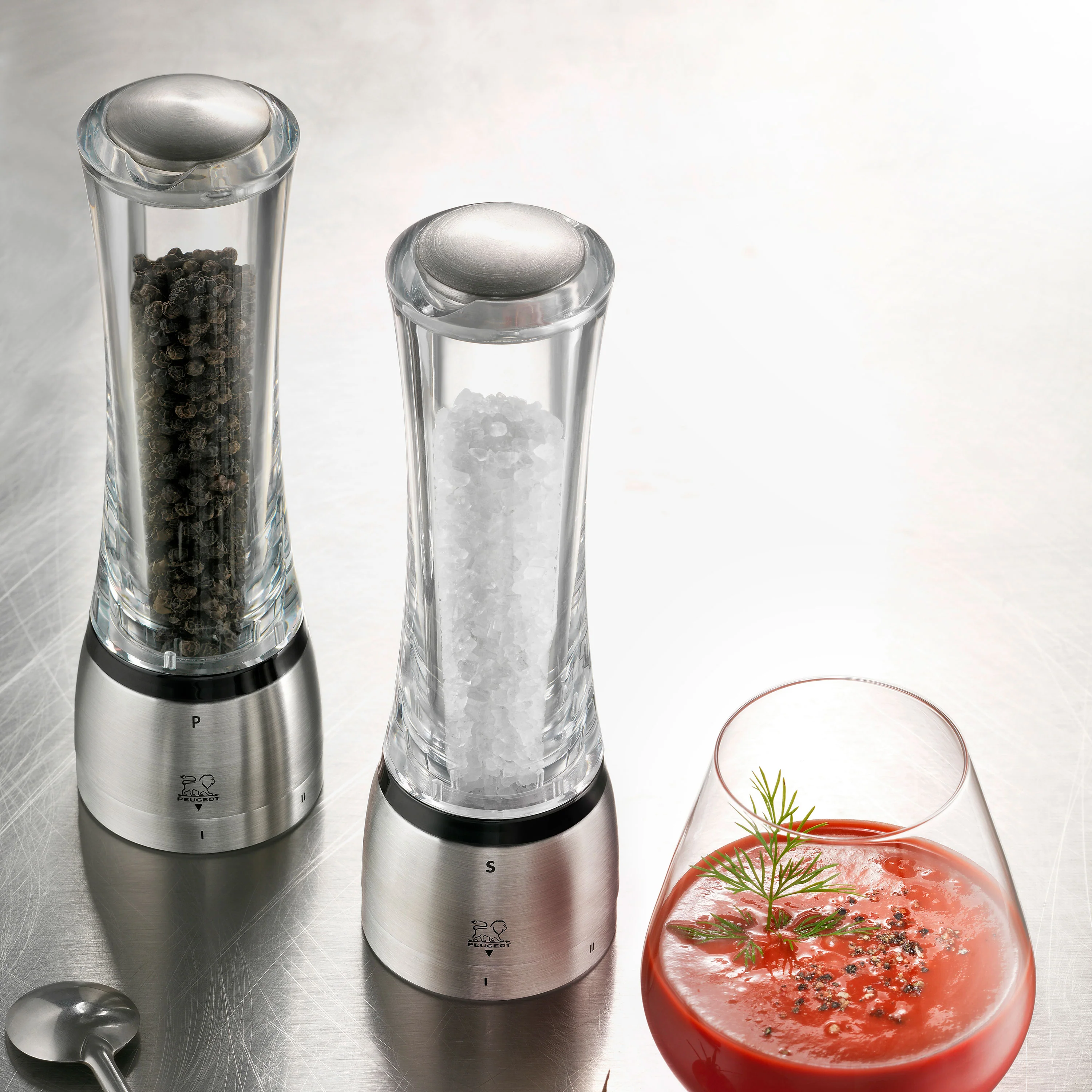 Peugeot Daman 8" u'Select Acrylic & Stainless Steel Salt & Pepper Mill Set - Image 3