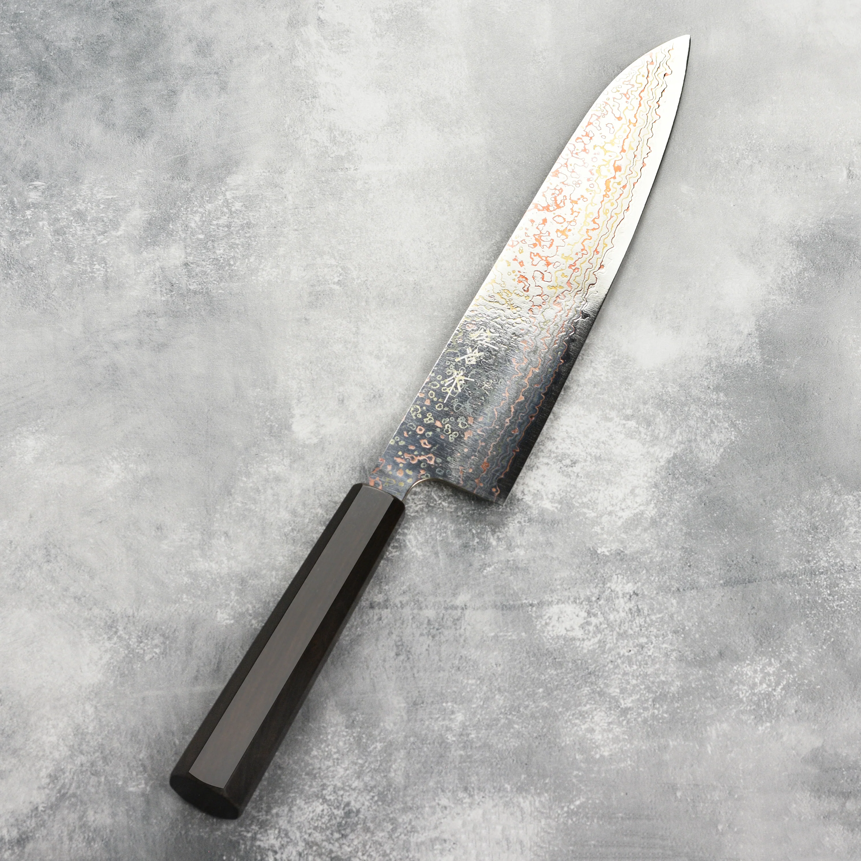 Saji Rainbow Damascus 9.4" Gyuto, Ebony - Image 3