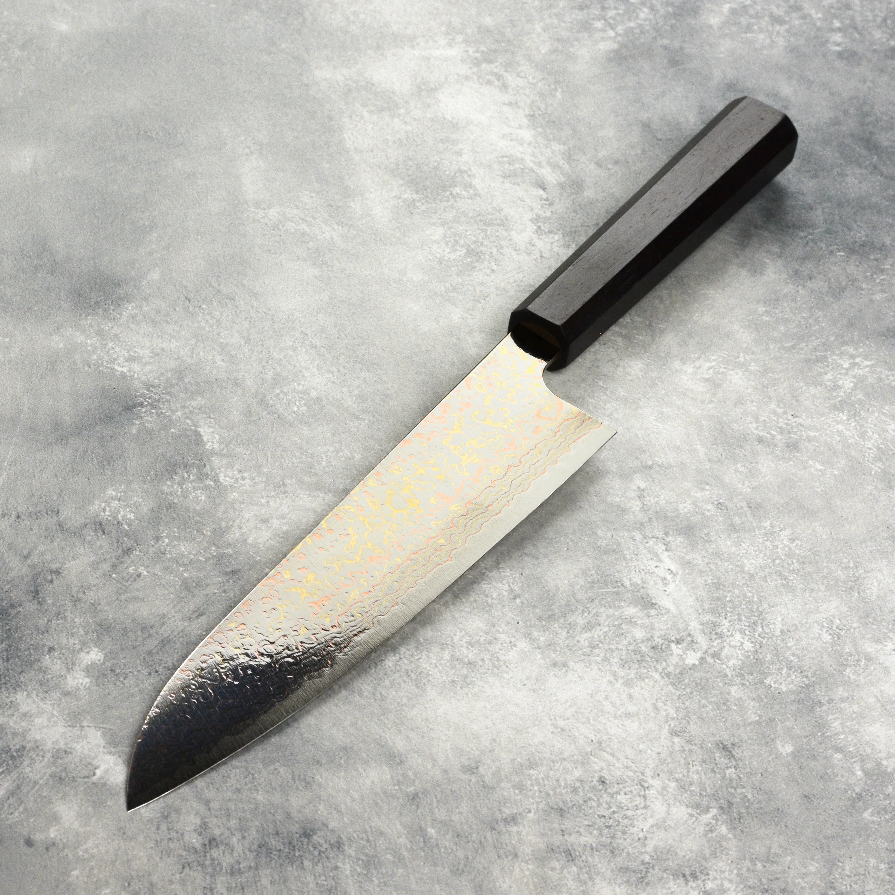 Saji Rainbow Damascus 8.25" Gyuto, Ebony - Image 6