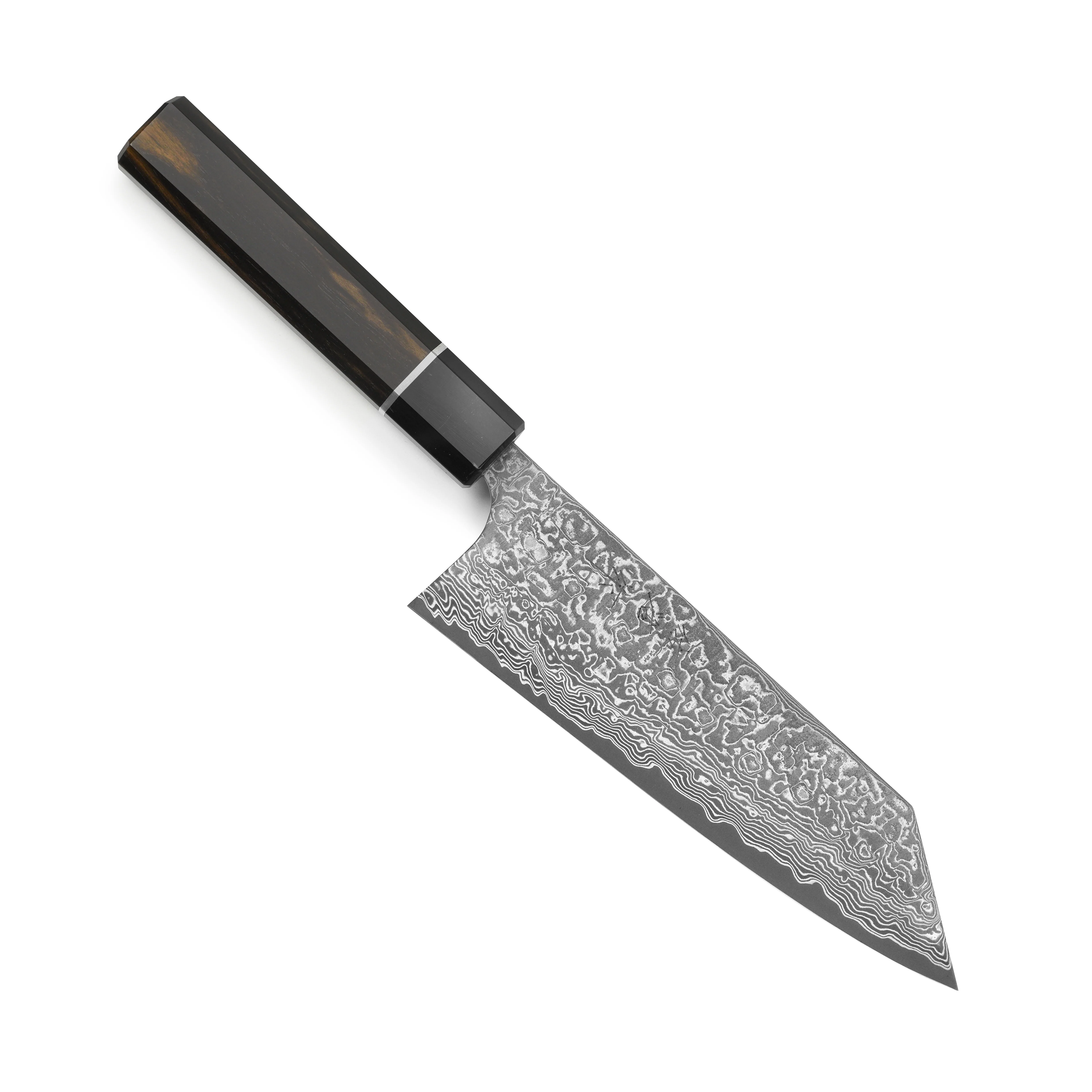 Saji SG2 Black Damascus 6.7" Bunka, Ebony - Image 5