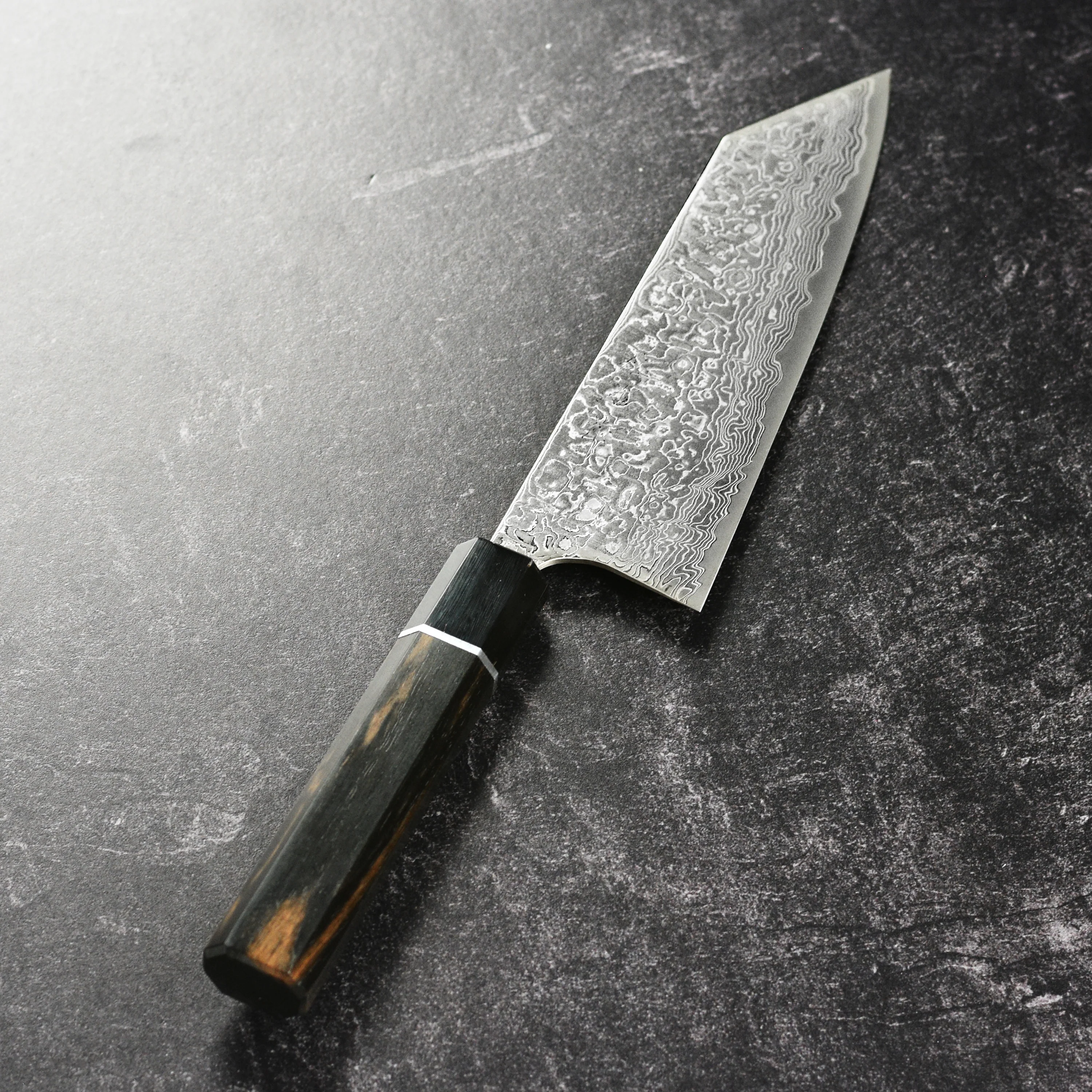 Saji SG2 Black Damascus 6.7" Bunka, Ebony - Image 6