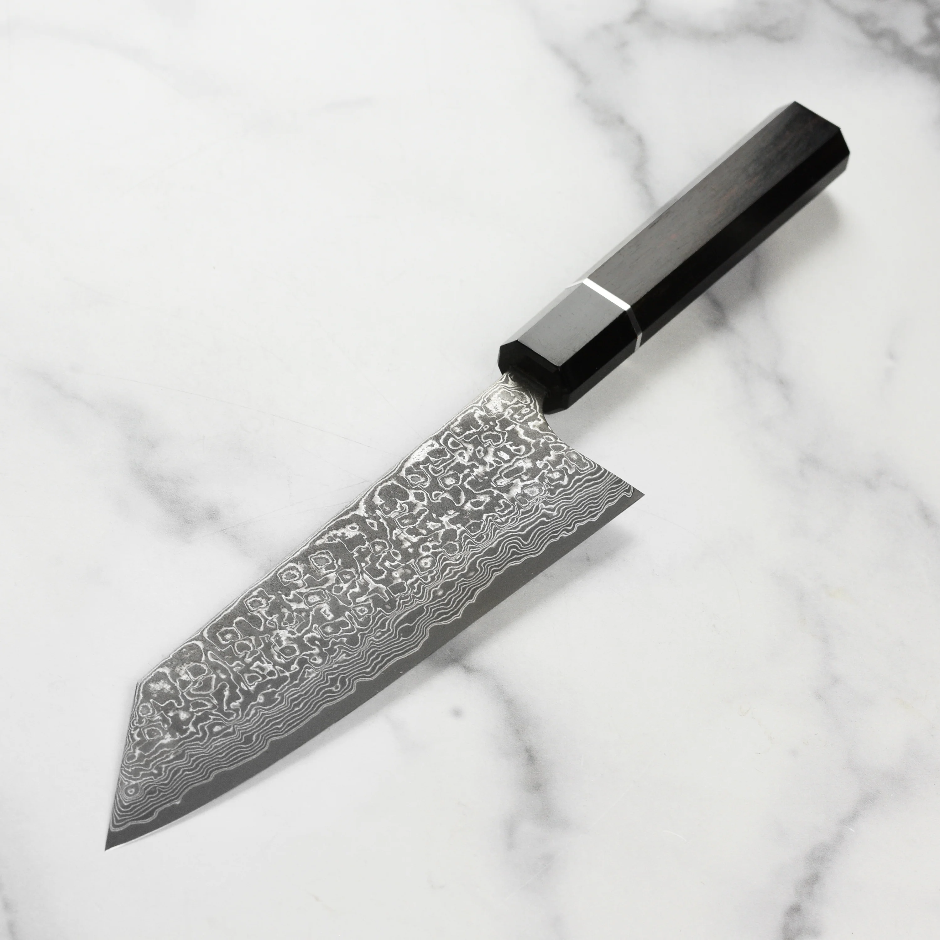Saji SG2 Black Damascus 6.7" Bunka, Ebony - Image 8