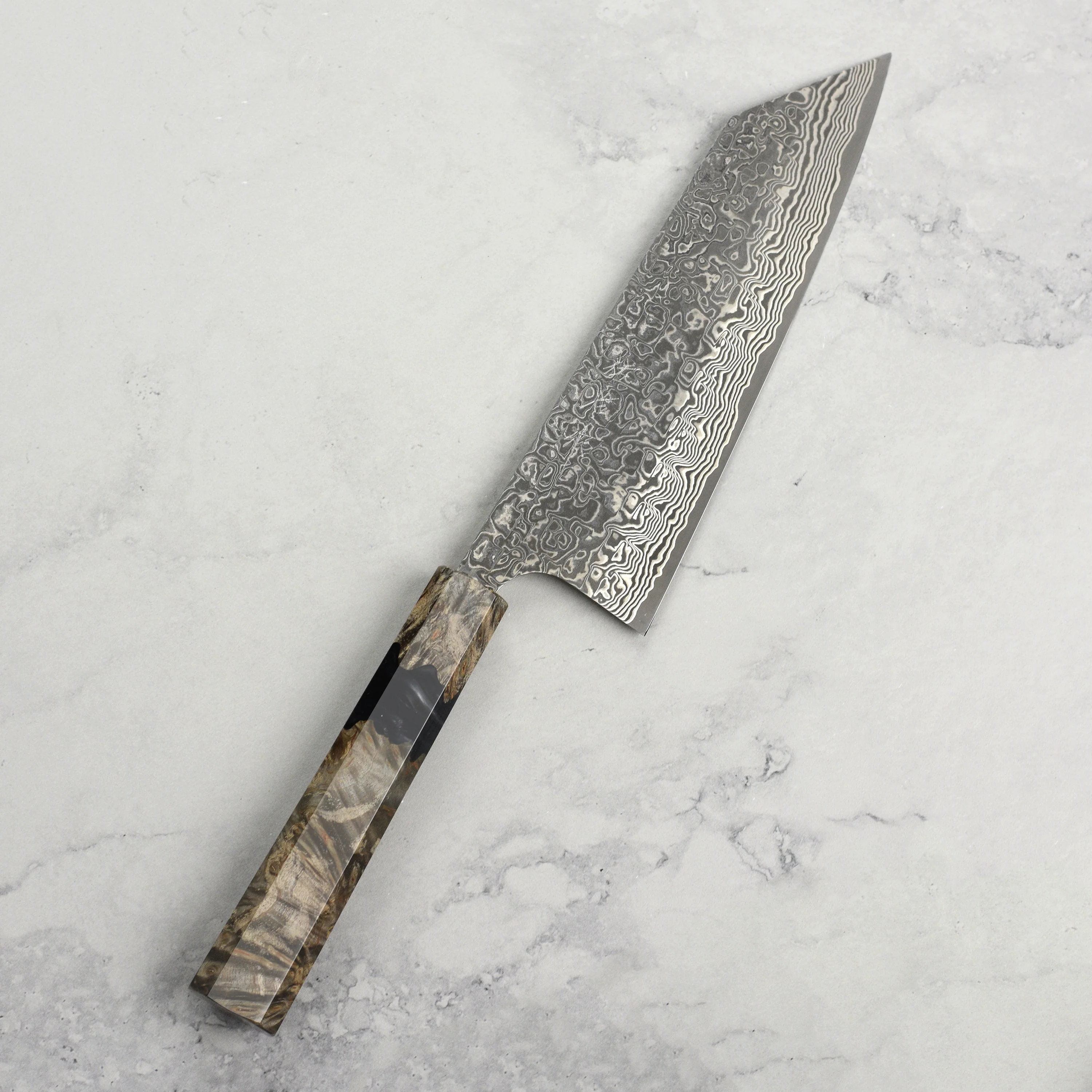 Saji SG2 Black Damascus 6.7" Bunka, Stabilized Birch - Image 4