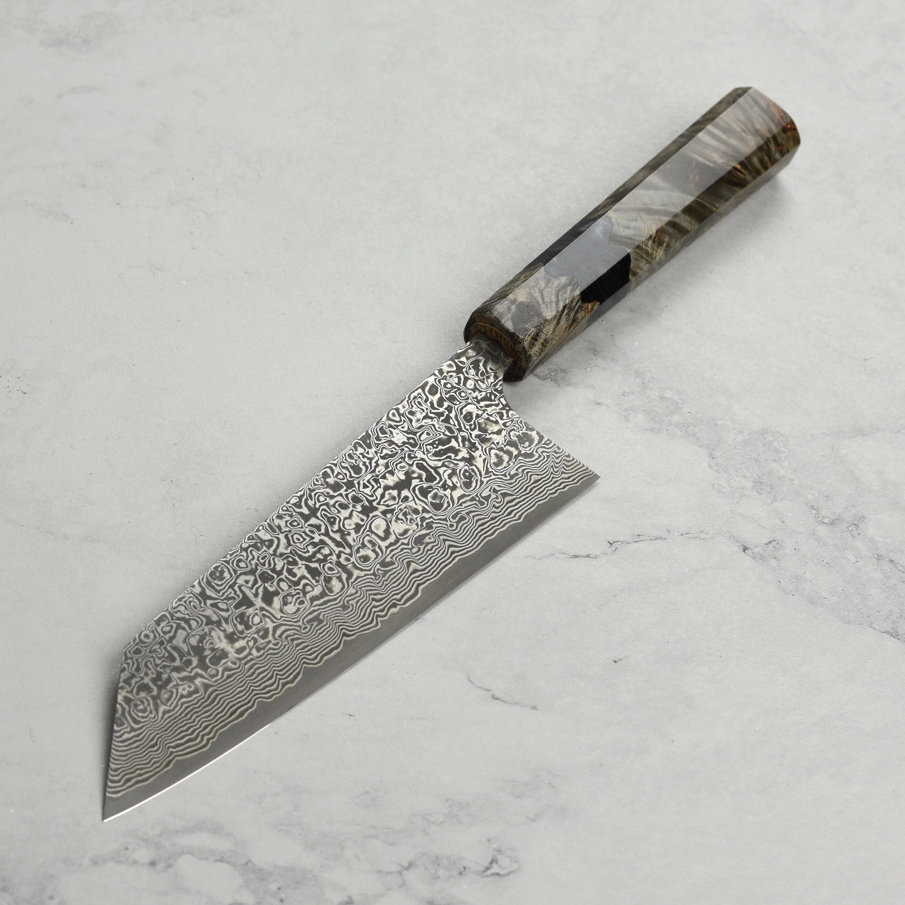 Saji SG2 Black Damascus 6.7" Bunka, Stabilized Birch - Image 6