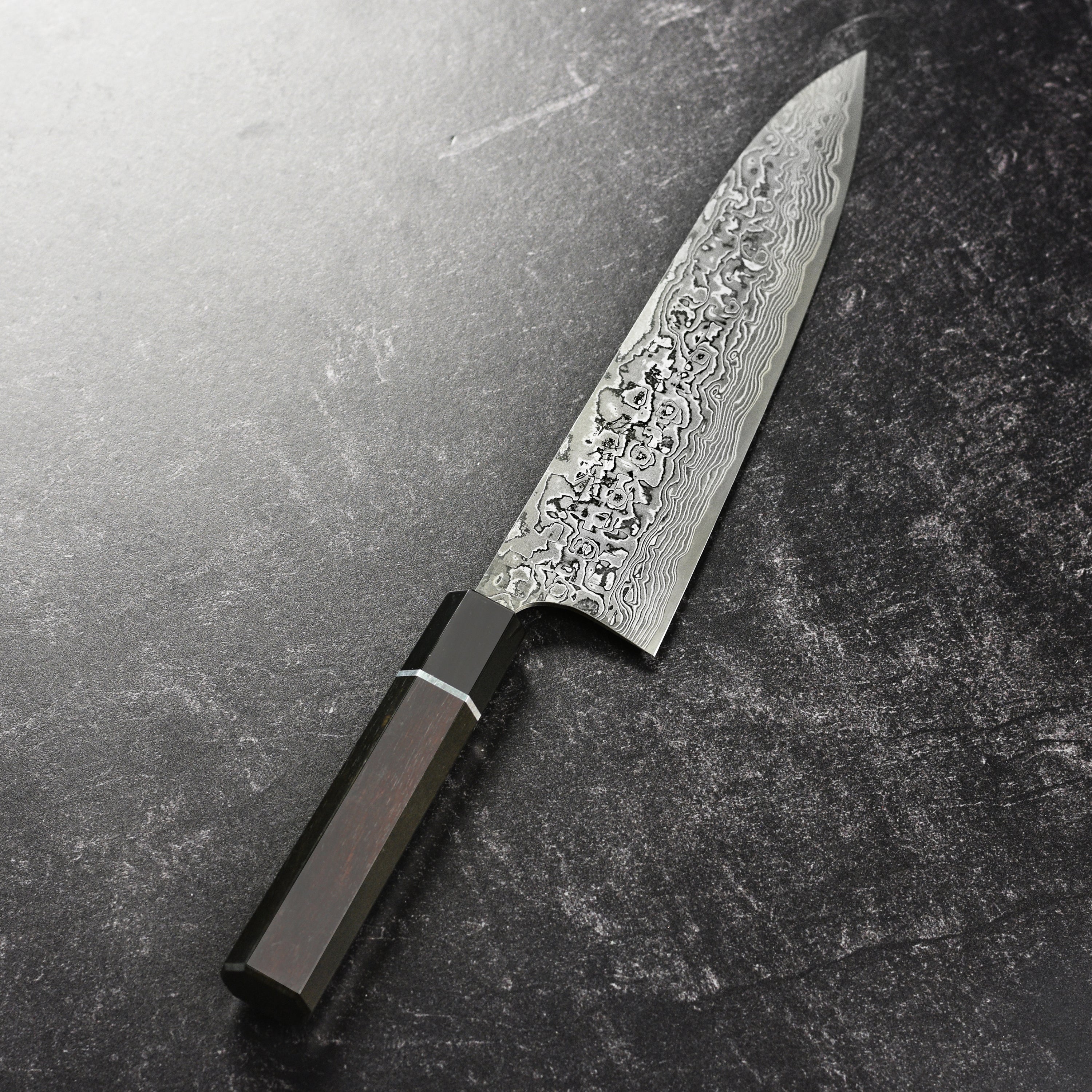 Saji SG2 Black Damascus 8.25" Gyuto, Ebony - Image 6