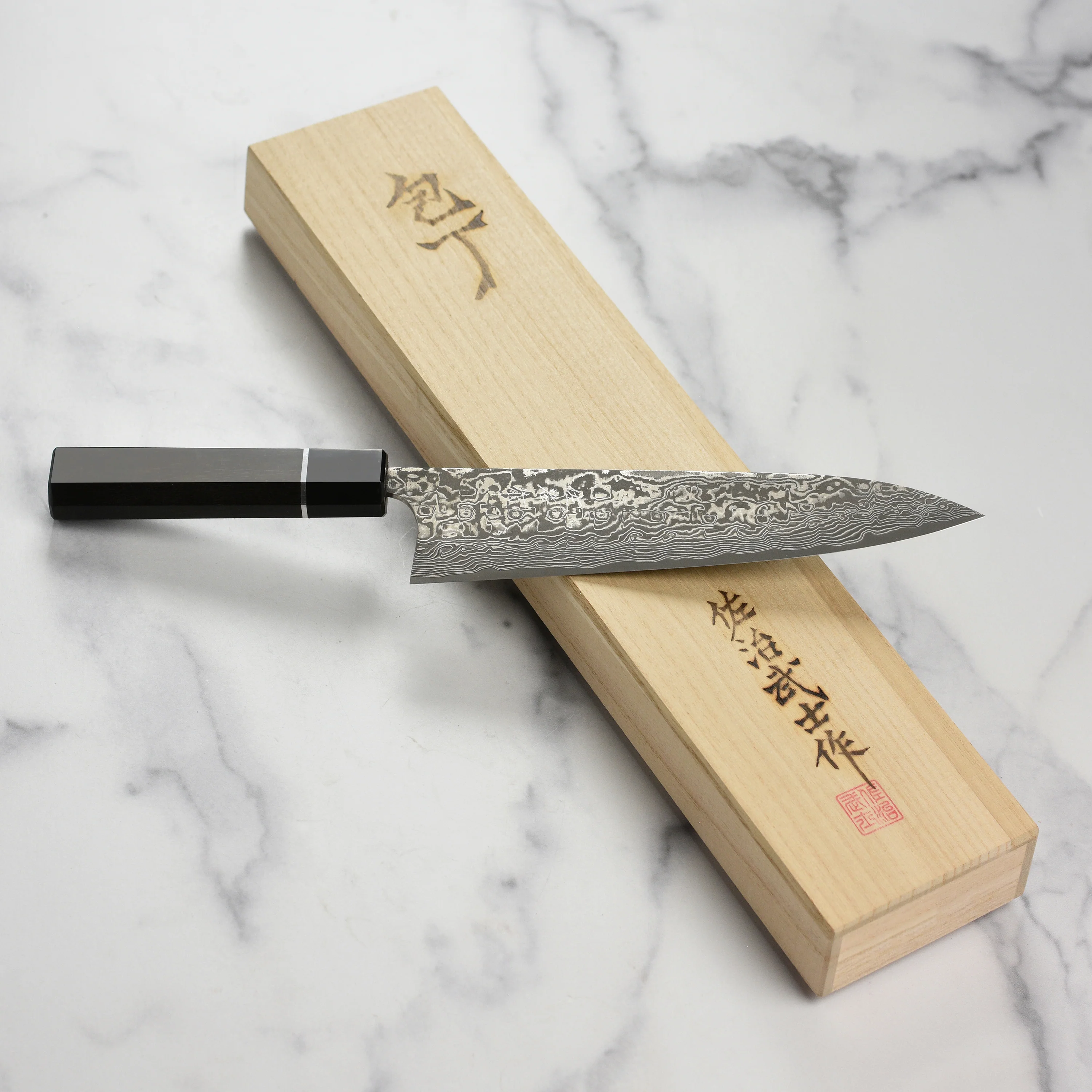 Saji SG2 Black Damascus 8.25" Gyuto, Ebony - Image 7