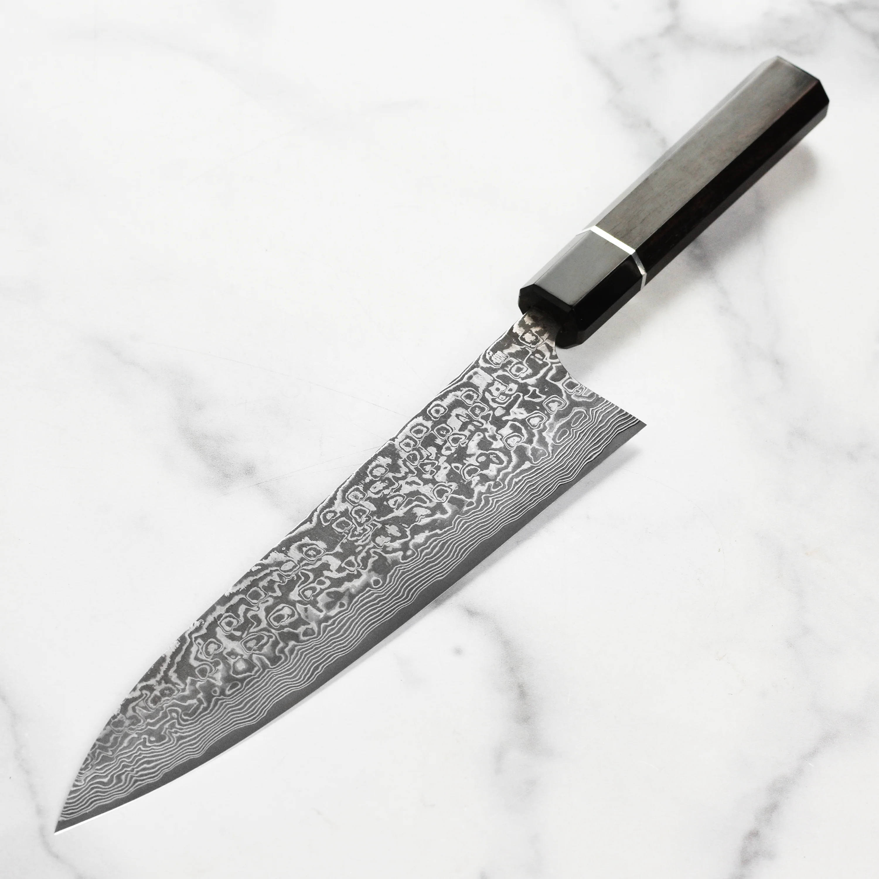 Saji SG2 Black Damascus 8.25" Gyuto, Ebony - Image 8