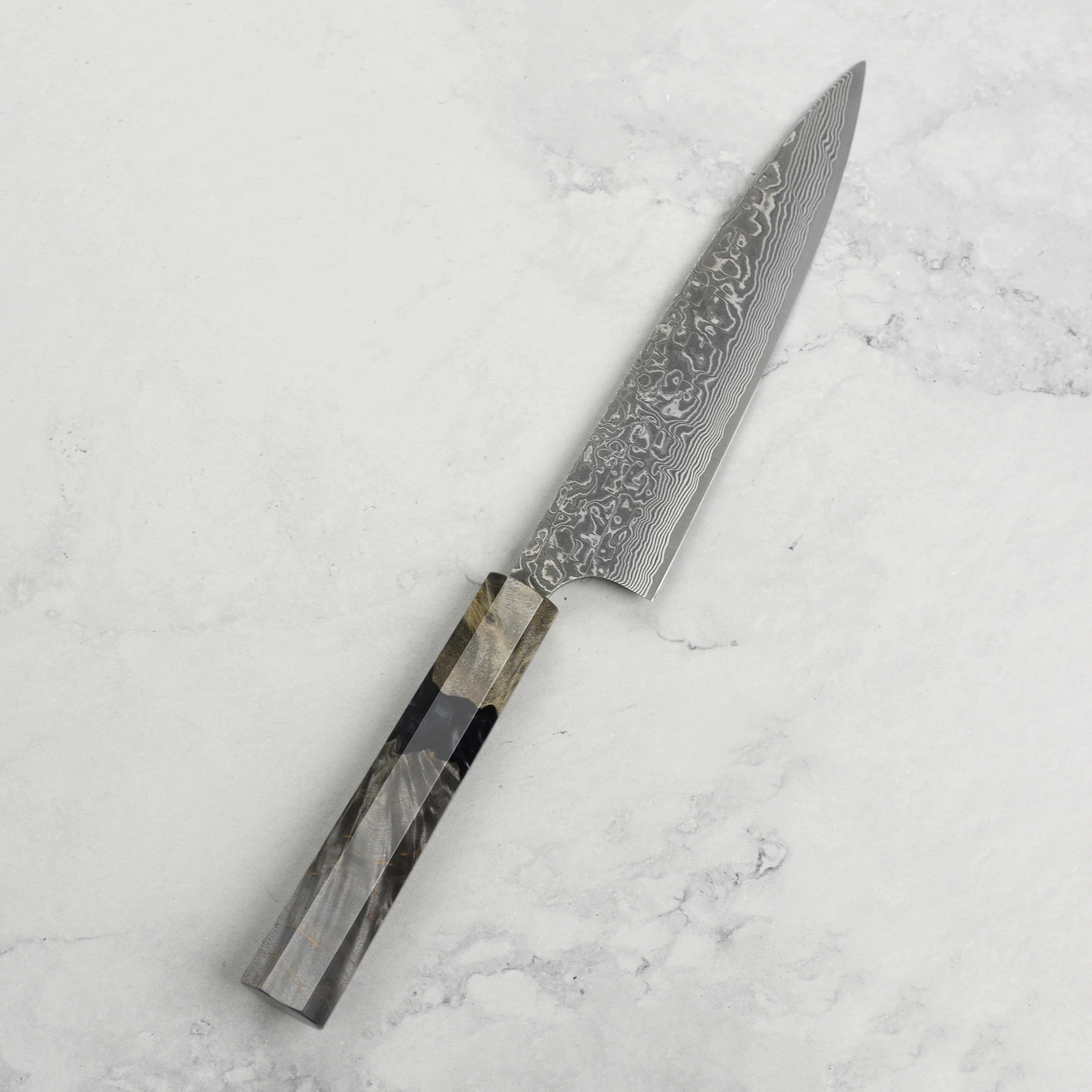 Saji SG2 Black Damascus 5.9" Petty, Stabilized Birch - Image 4