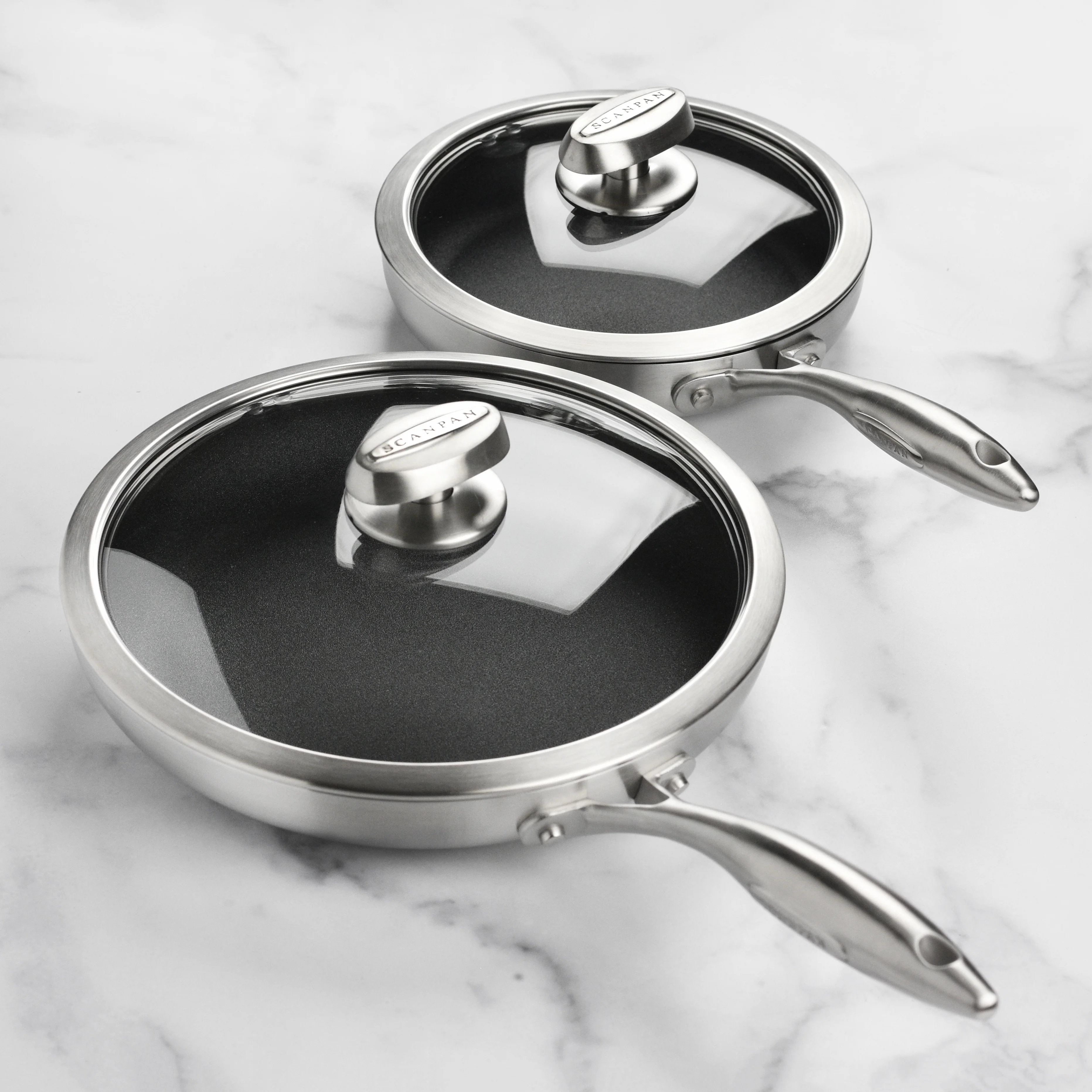 Scanpan CX+ 8 & 10.25" Stainless Steel Nonstick Fry Pan Set with Lids - Image 5