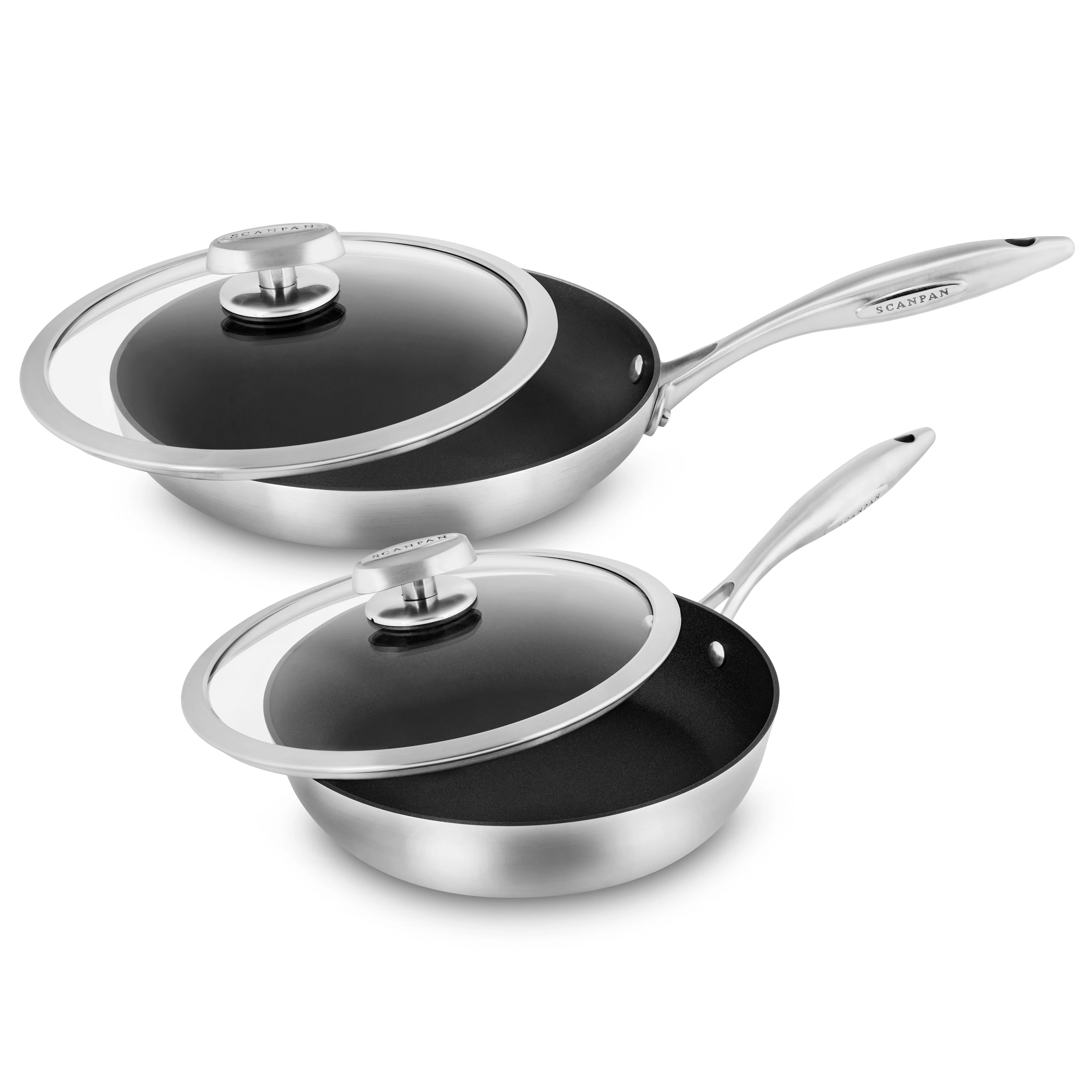 Scanpan CX+ 8 & 10.25" Stainless Steel Nonstick Fry Pan Set with Lids - Image 7
